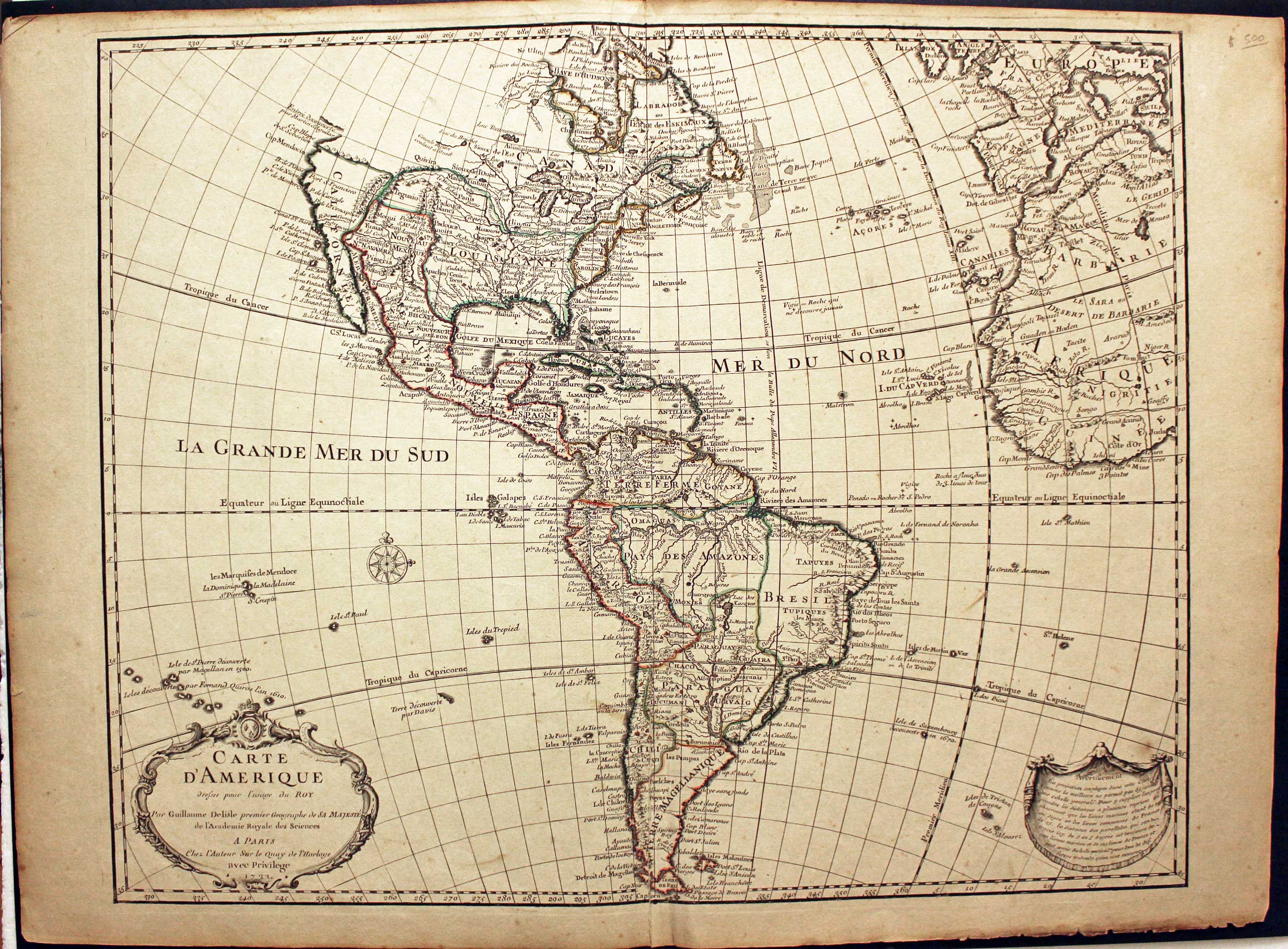 America, Guillaume de L'Isle, c.1726