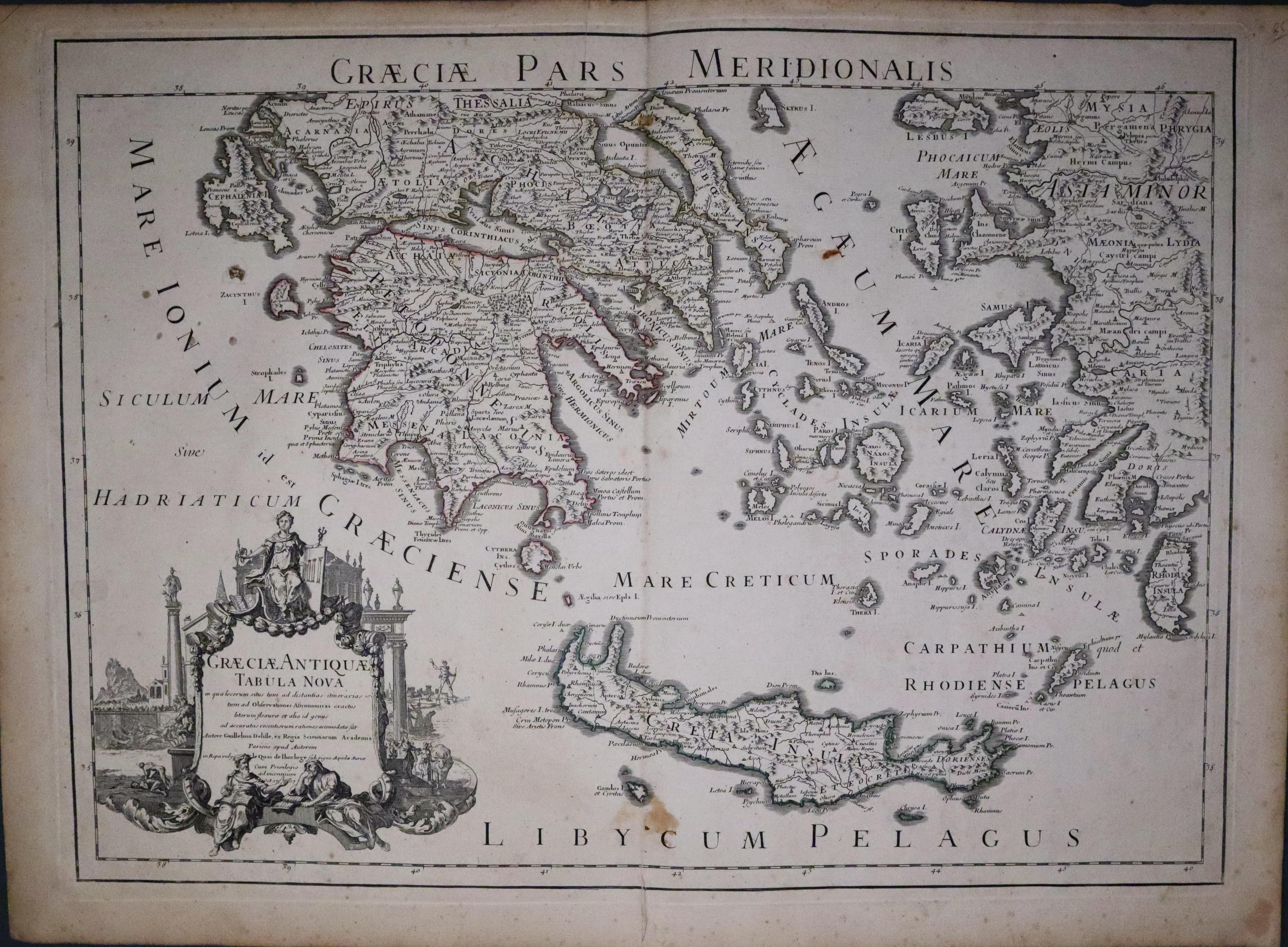 Ancient Greece and Crete, Guillaume de L'Isle c.1726  Ancient Greece and Crete, Guillaume de L'Isle c.1726