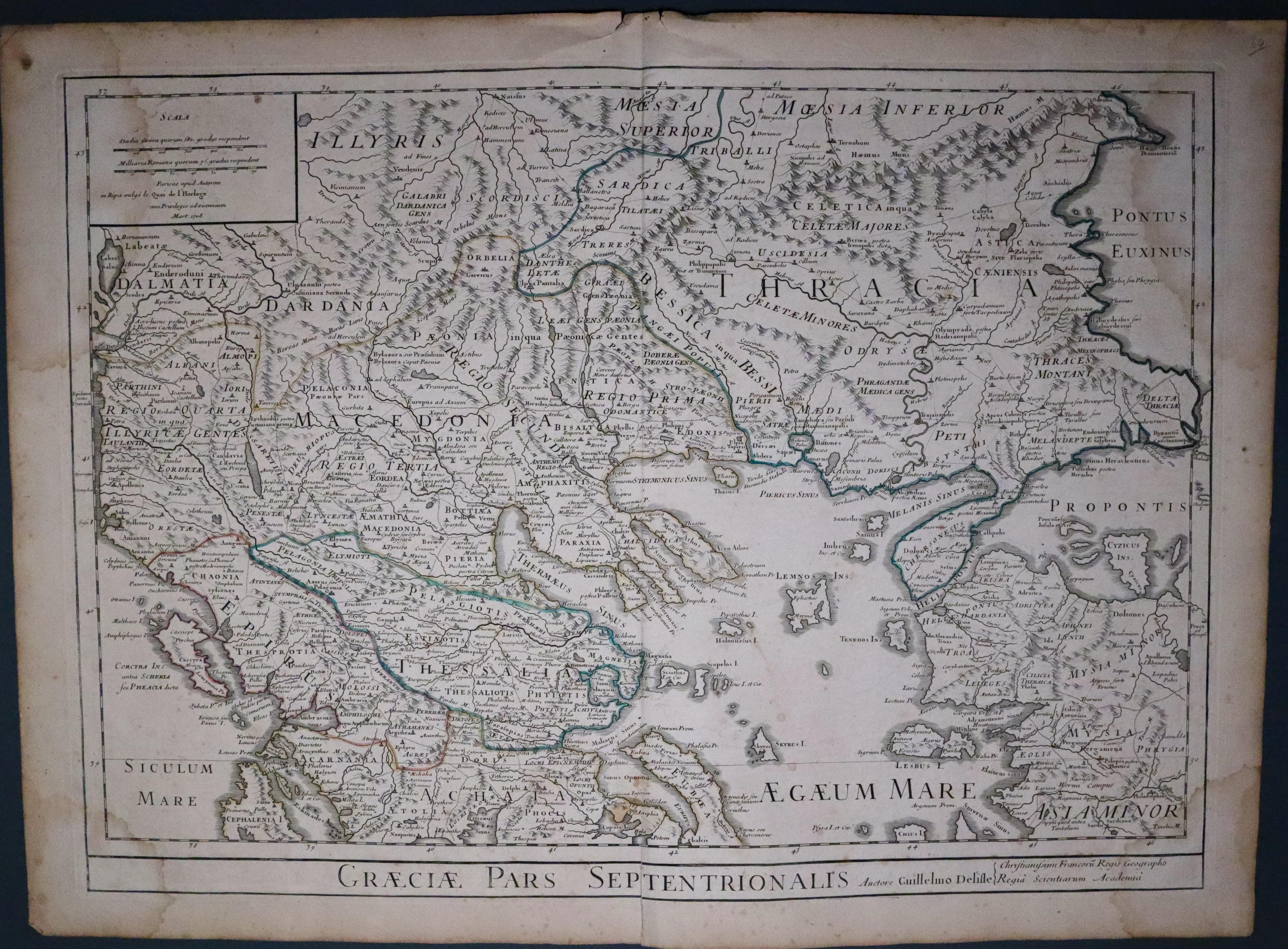 Northern Greece in Ancient Times, G de L'Isle c.1726  Northern Greece in Ancient Times, G de L'Isle c.1726