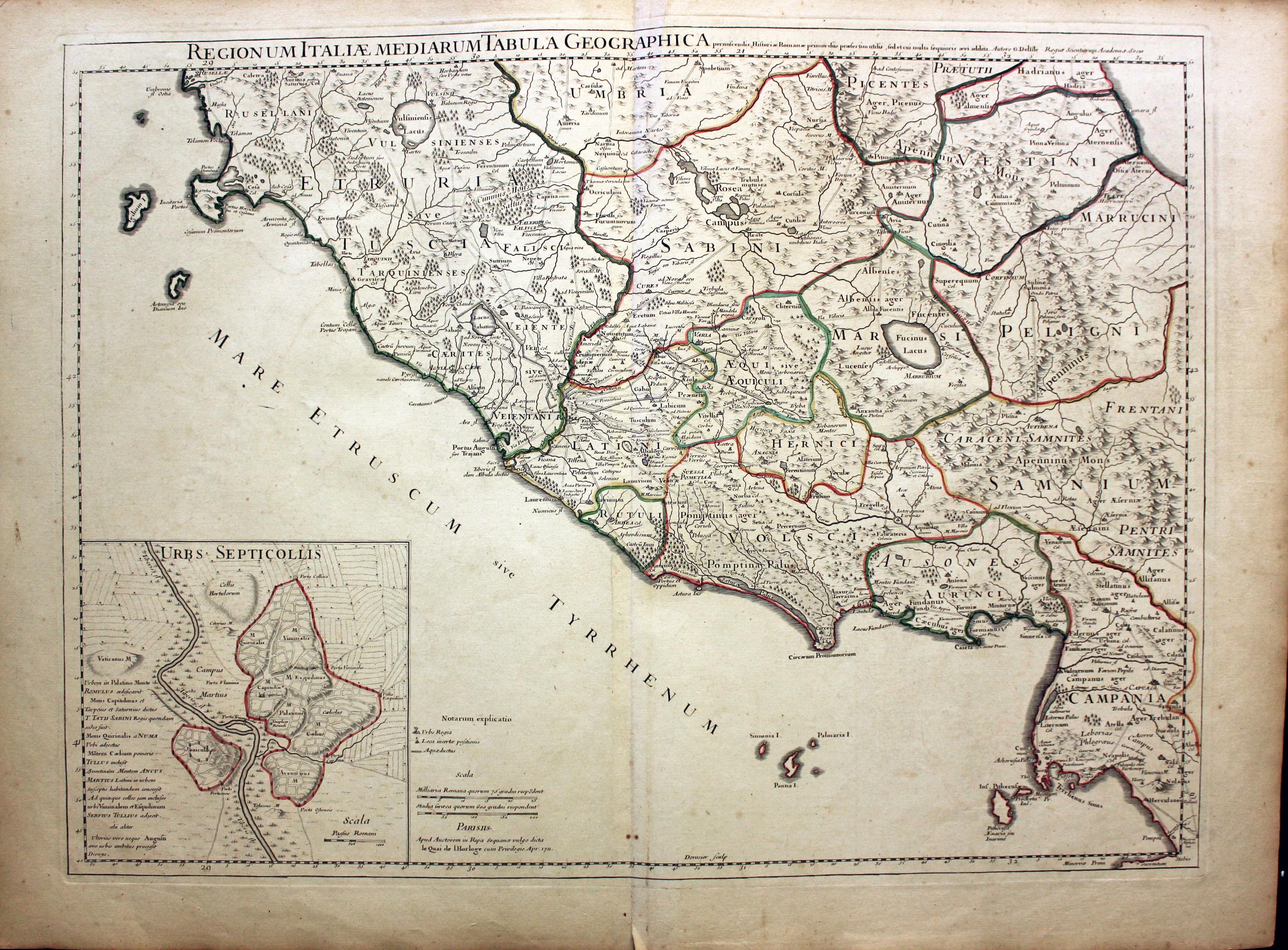 Ancient Rome and Regions, Guillaume de L'Isle, c.1731  Ancient Rome and Regions, Guillaume de L'Isle, c.1731