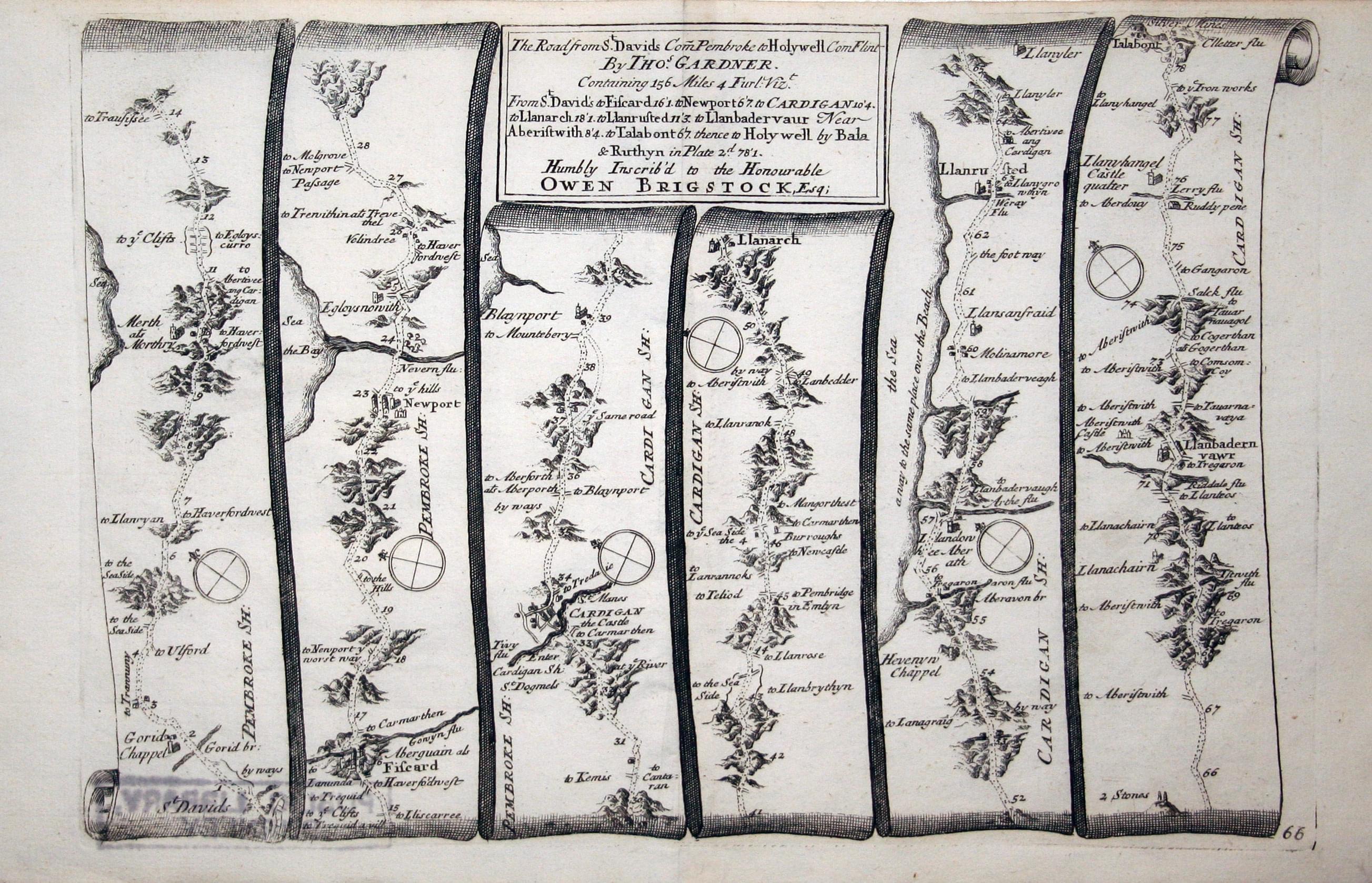 Plate 66 The Road from St. Davids  to Talabont by Thomas Gardner, 1719