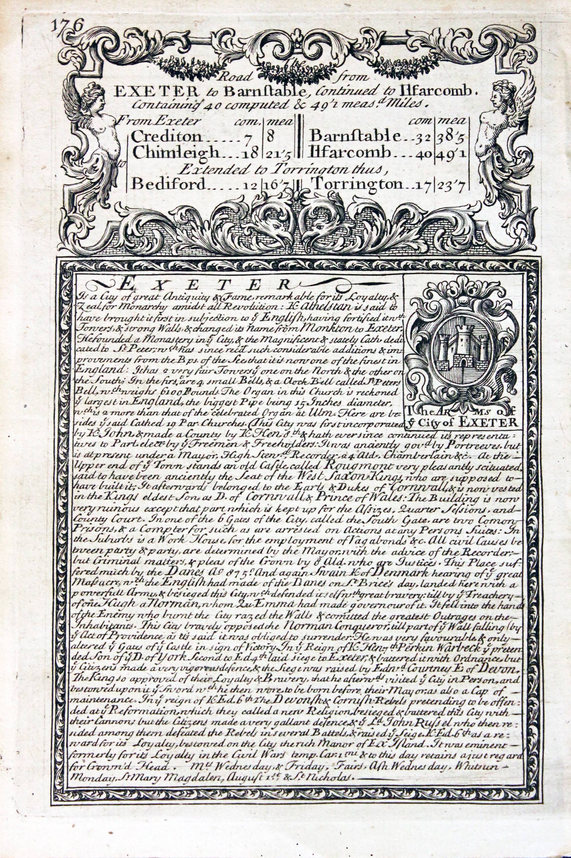 Road map Bala, Bettws y Coed, Ruthin, Holywell Owen/Bowen c.1730