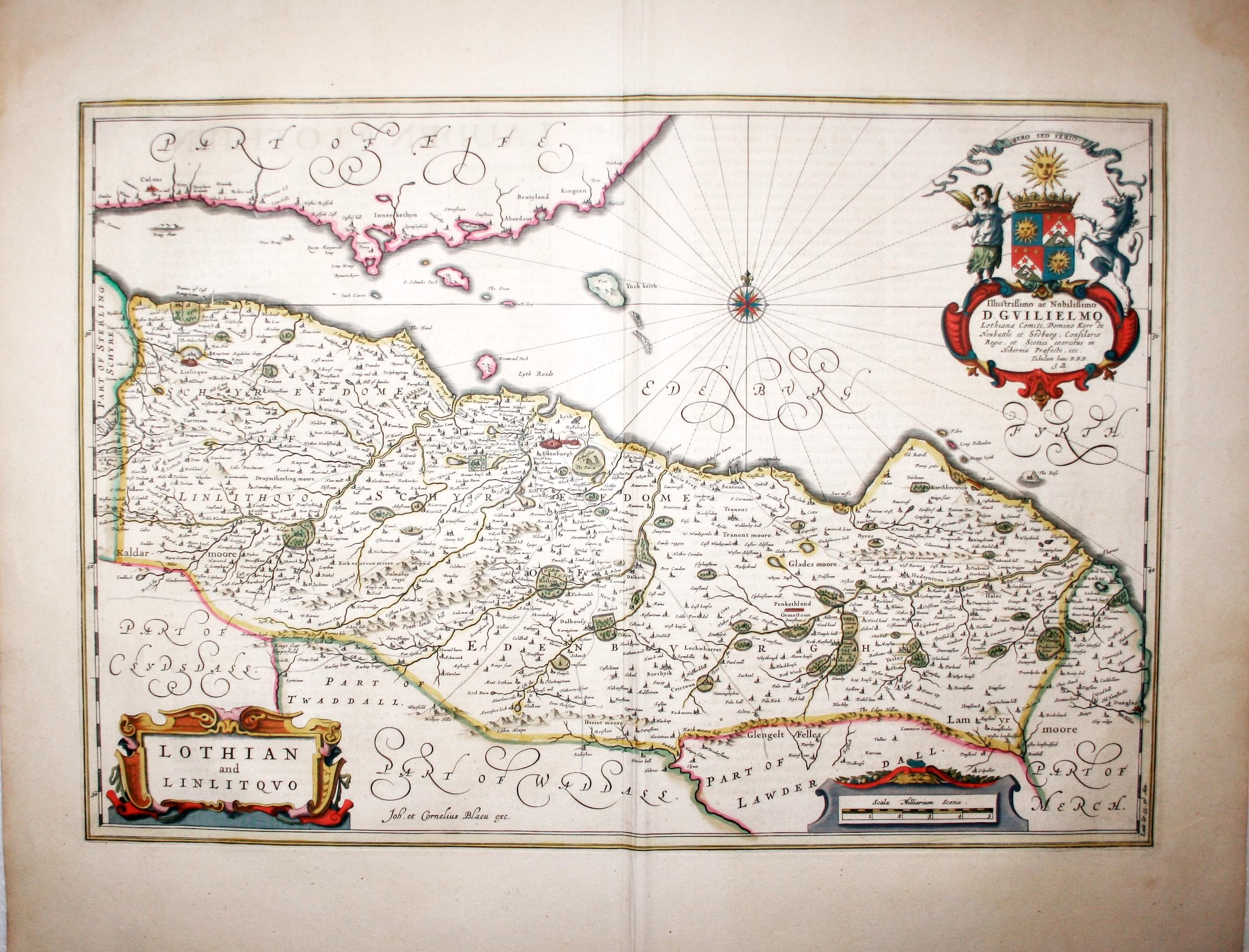 Map of Lothian and Linlithgow, Joan Blaeu, 1659