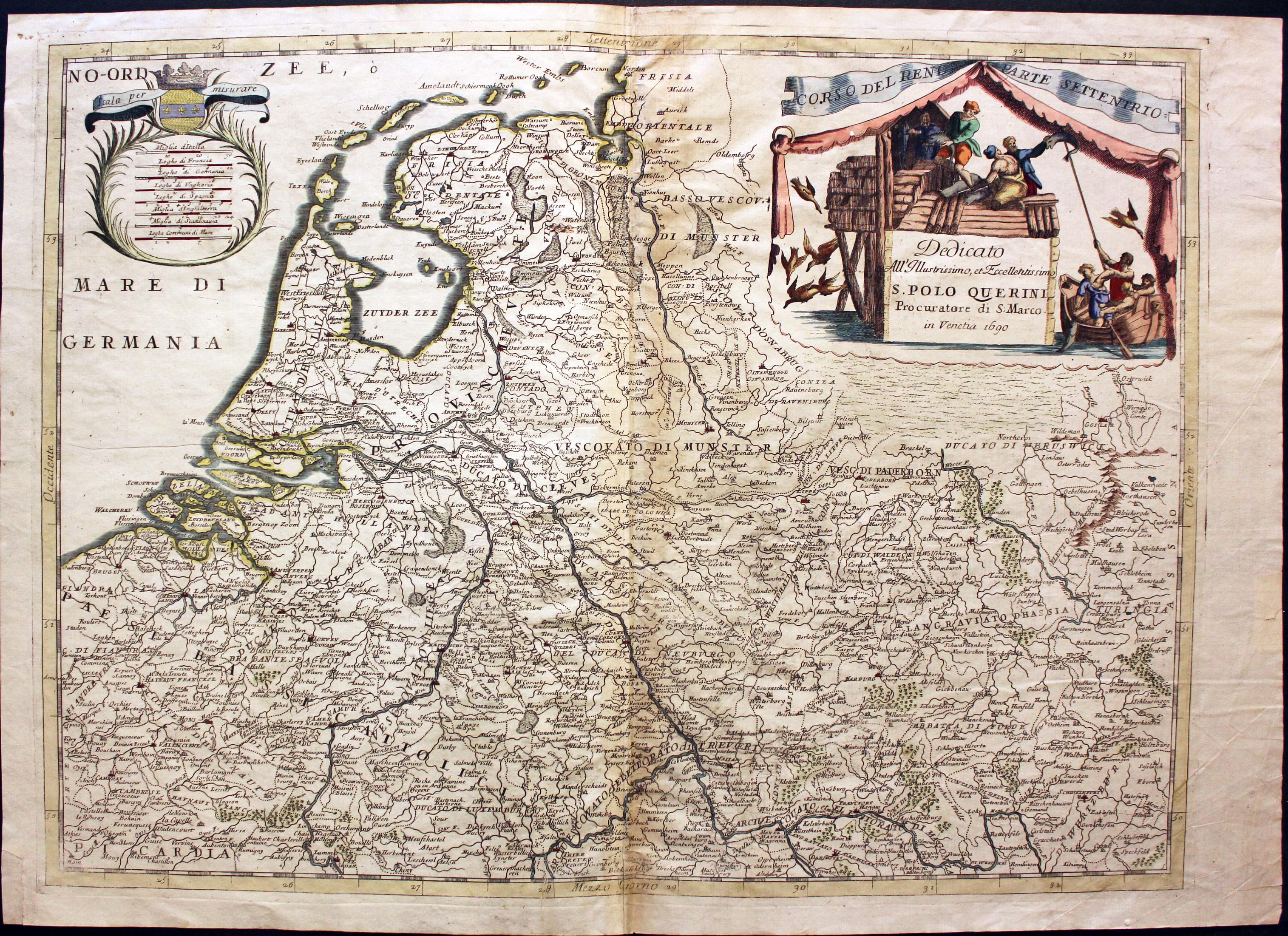 Course of the Rhine, Vincenzo Maria Coronelli, c.1695  Course of the Rhine, Vincenzo Maria Coronelli, c.1695