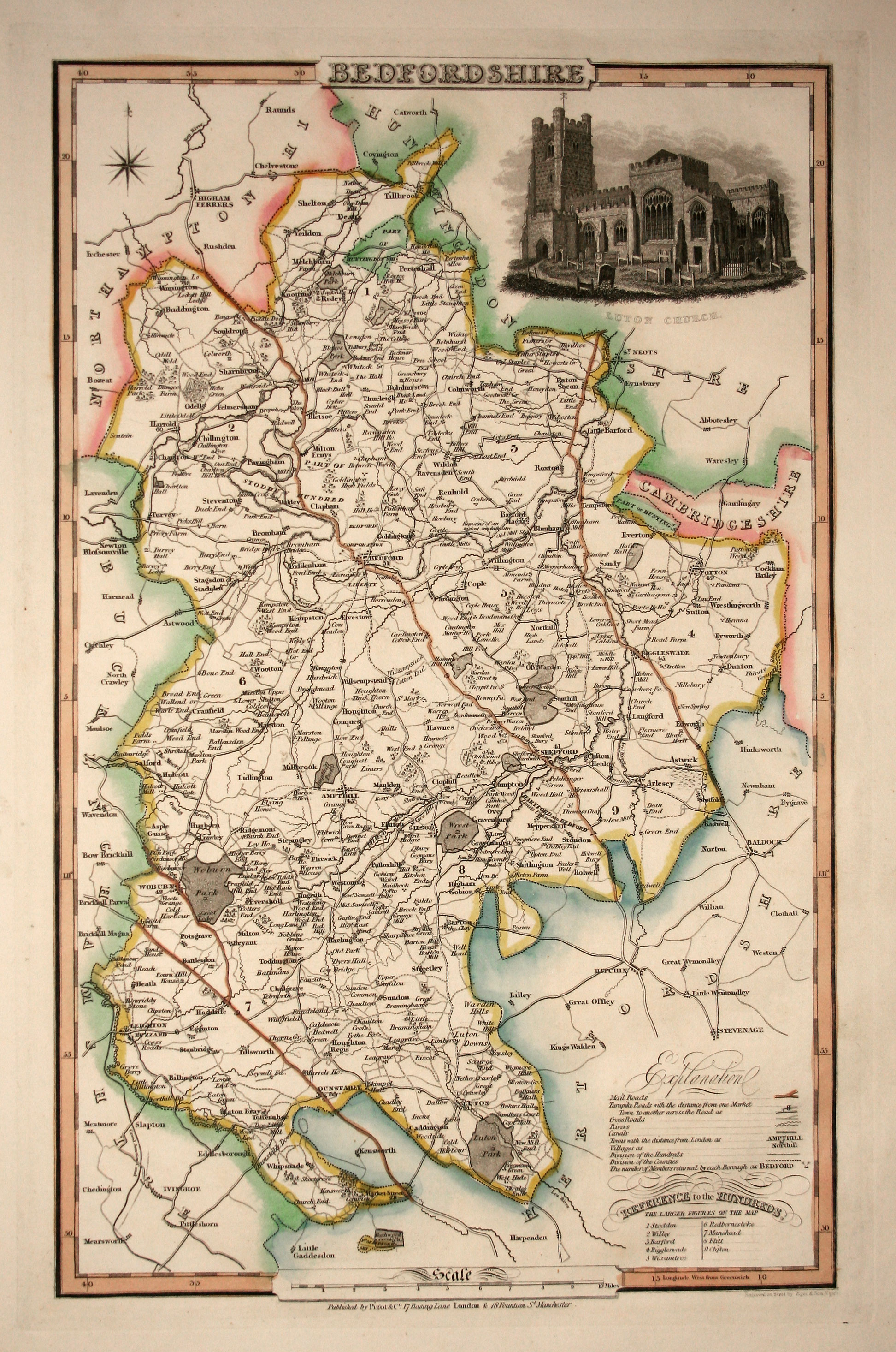 Map of Bedfordshire by James Pigot  Map of Bedfordshire by James Pigot