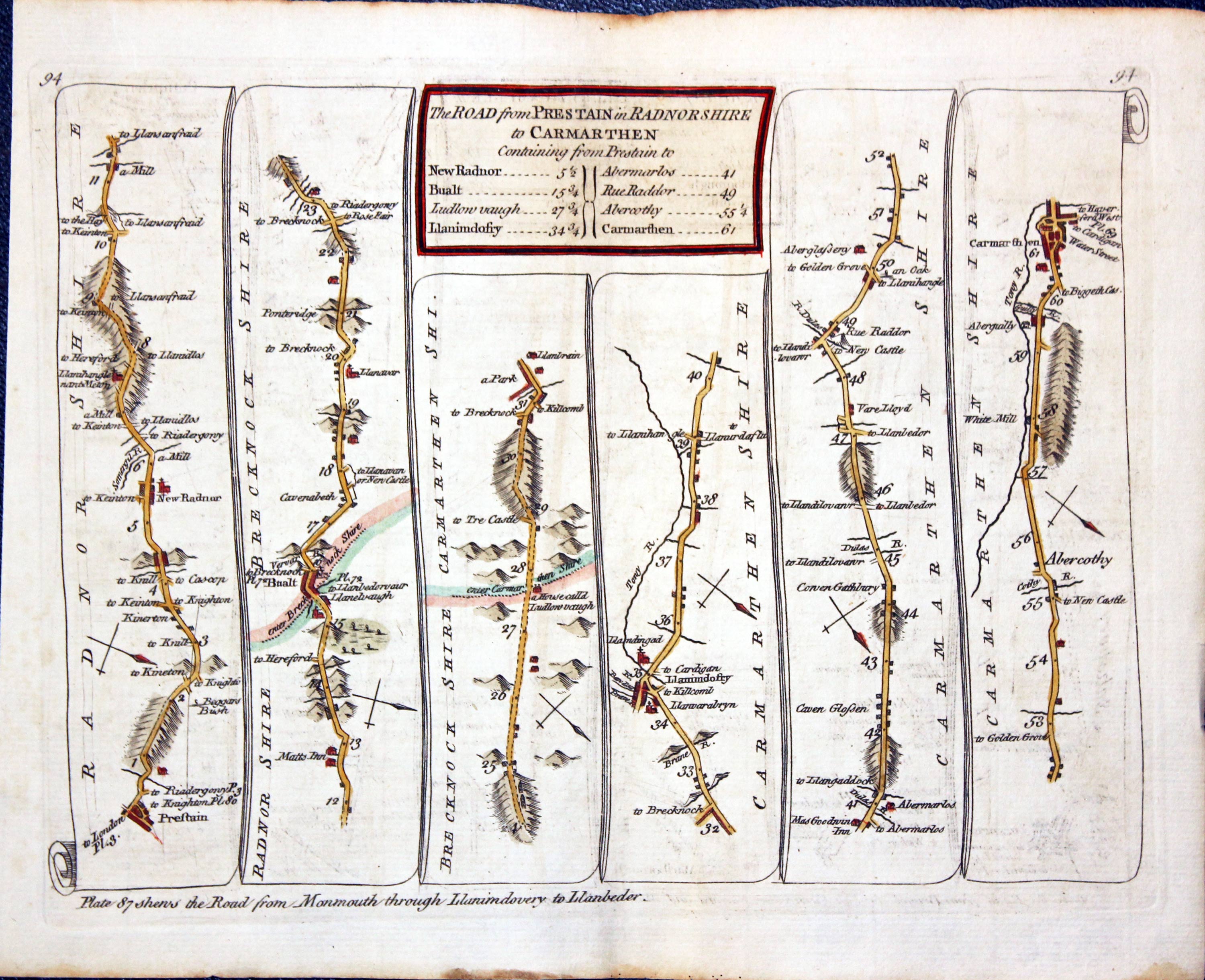 Road map Salisbury to Campden, Kitchin 1767