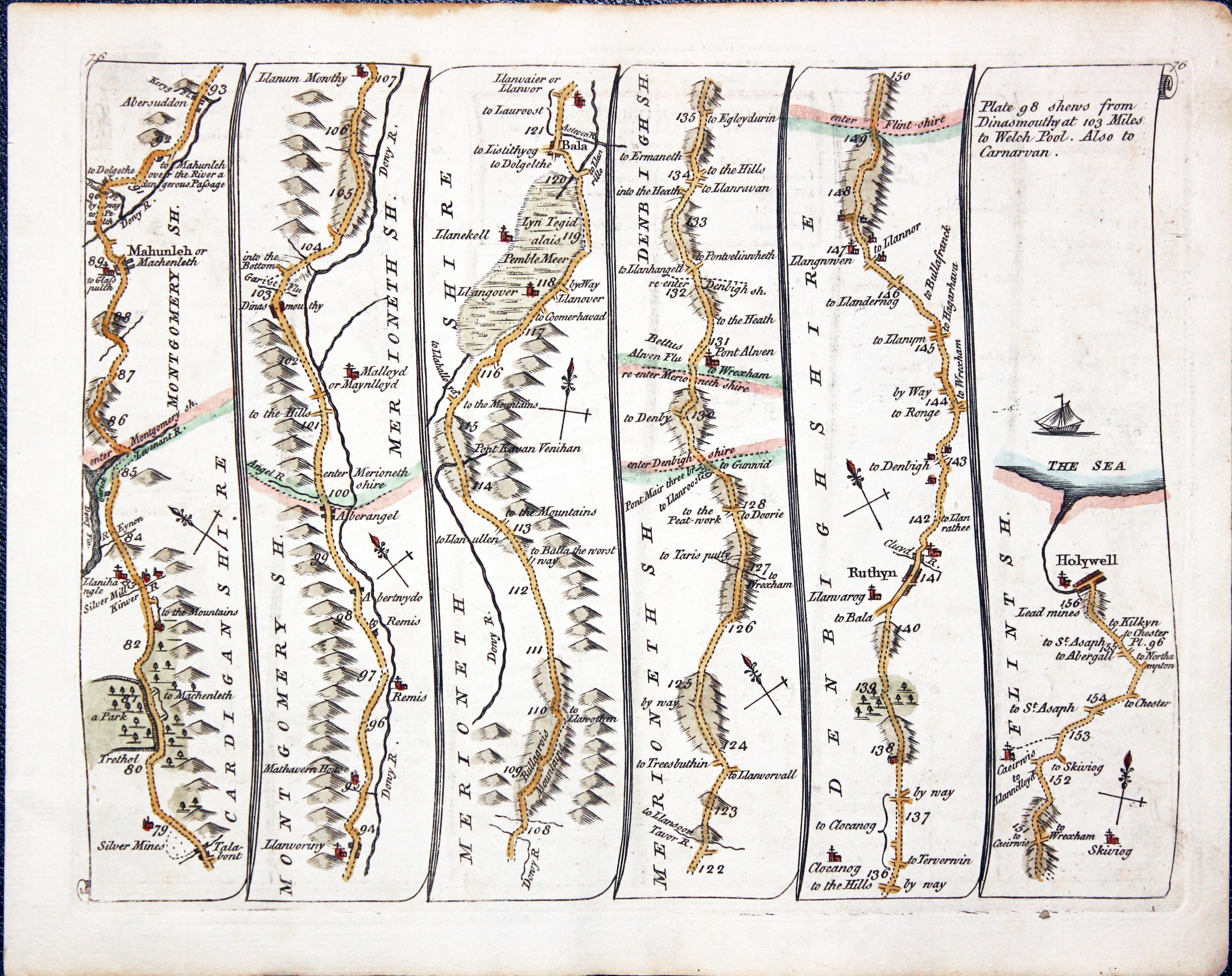 Road Map Talabon to Holywell, Thomas Kitchin 17678