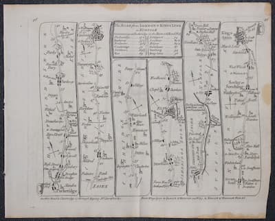 Puckeridge to Kings Lynn road map Thomas Kitchin 1767