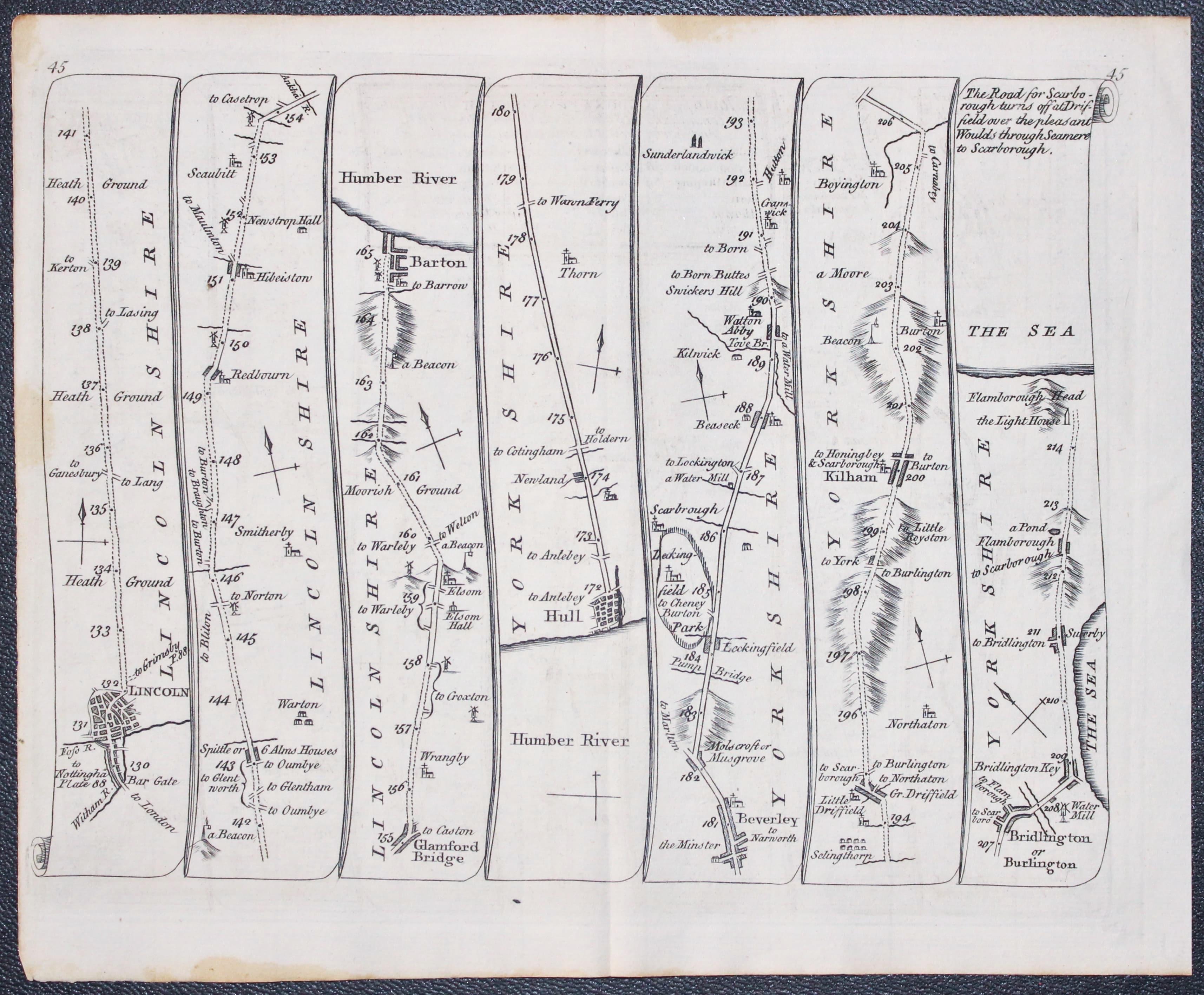 Road London to Flamomborough Head, Thomas Kitchin 1767