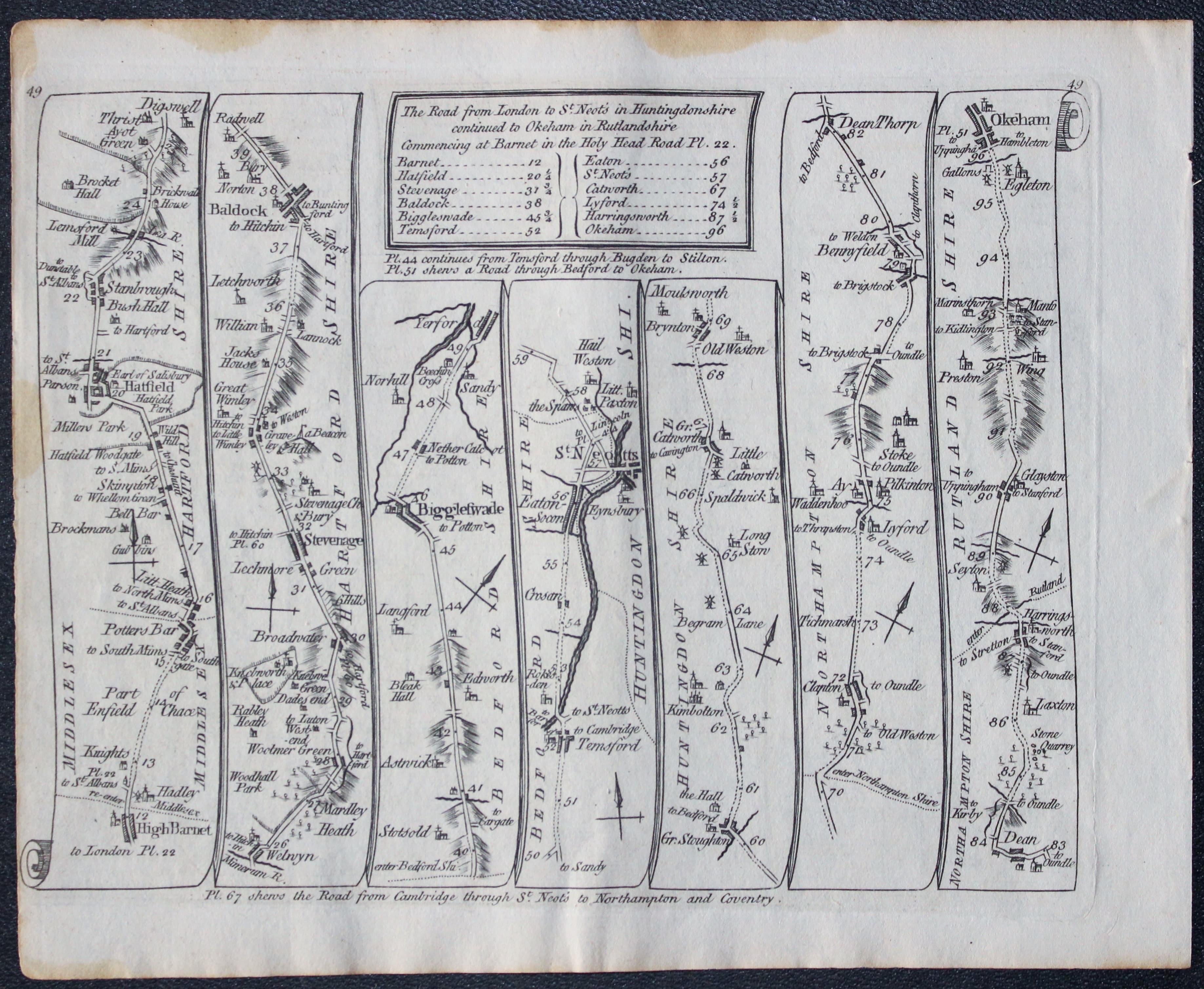 Road map Puckeridge to Norwich, Thomas Kitchin 1767  Road map Puckeridge to Norwich, Thomas Kitchin 1767