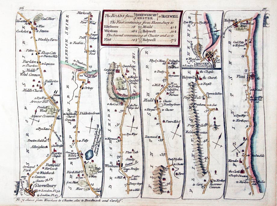 Kitchin road map SHREWSBURY/CHESTER TO HOLYWELL  Kitchin road map SHREWSBURY/CHESTER TO HOLYWELL