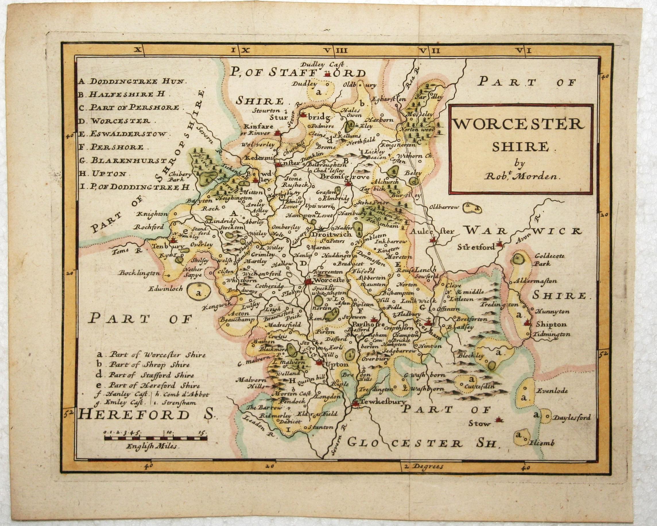 Map of Worcestershire by Robert Morden  Map of Worcestershire by Robert Morden