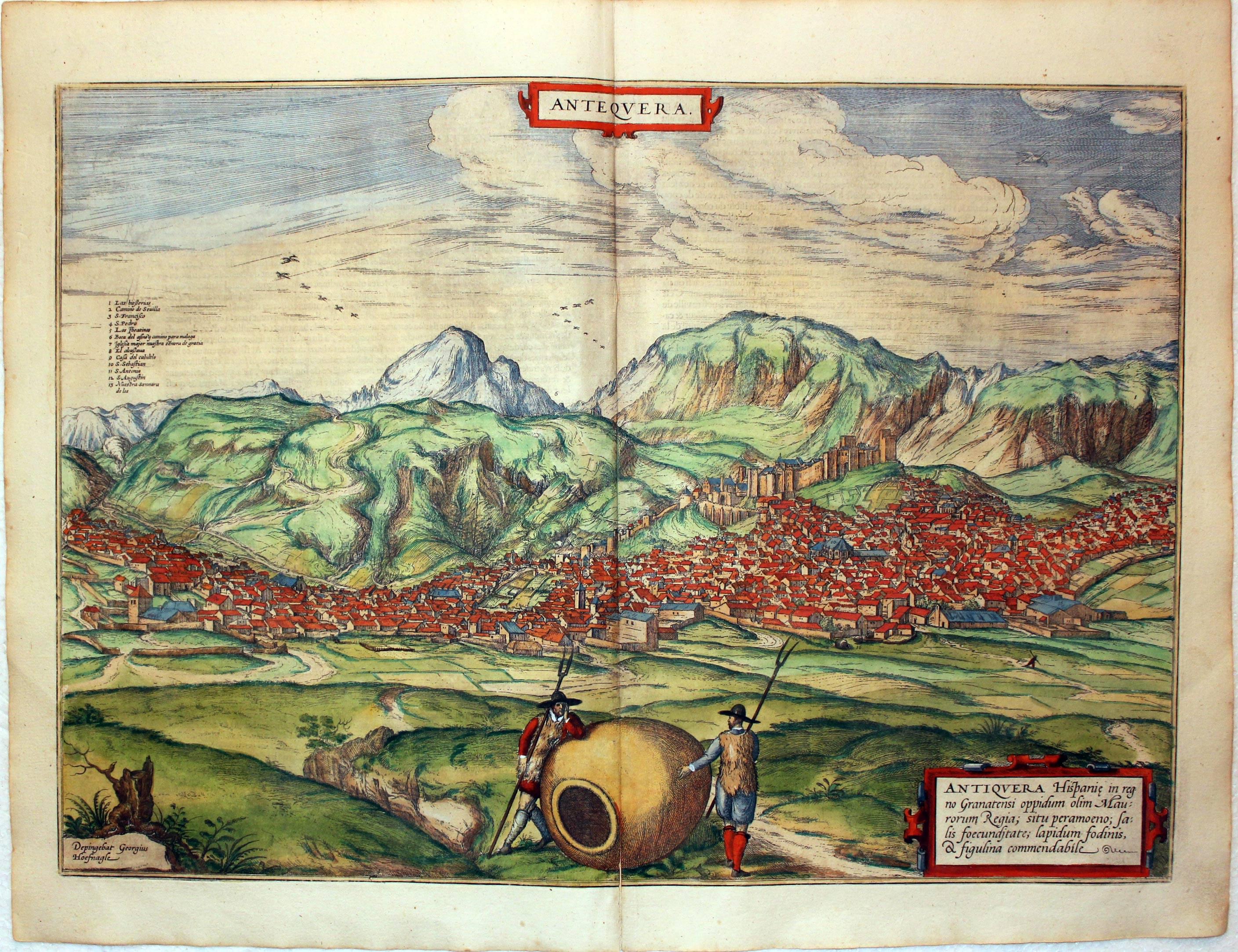 Antequera, Malaga. Georg Braun & Franz Hogenberg, circa 1600  Antequera, Malaga. Georg Braun & Franz Hogenberg, circa 1600