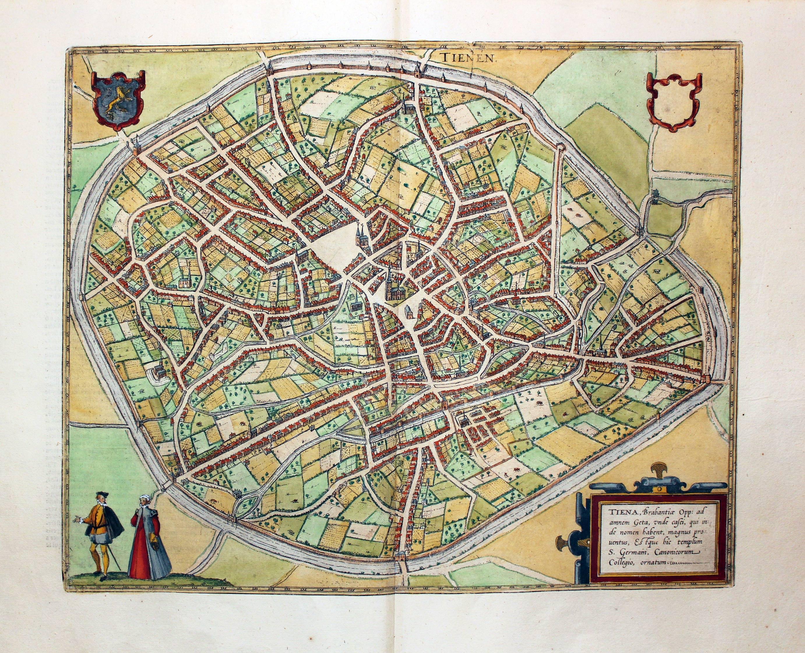 Plan of Tiene by Georg Braun and Franz Hogenberg c.1588  Plan of Tiene by Georg Braun and Franz Hogenberg c.1588