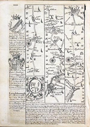 Road map Stony Stratford to Derby. Owen/Bowen c.1730