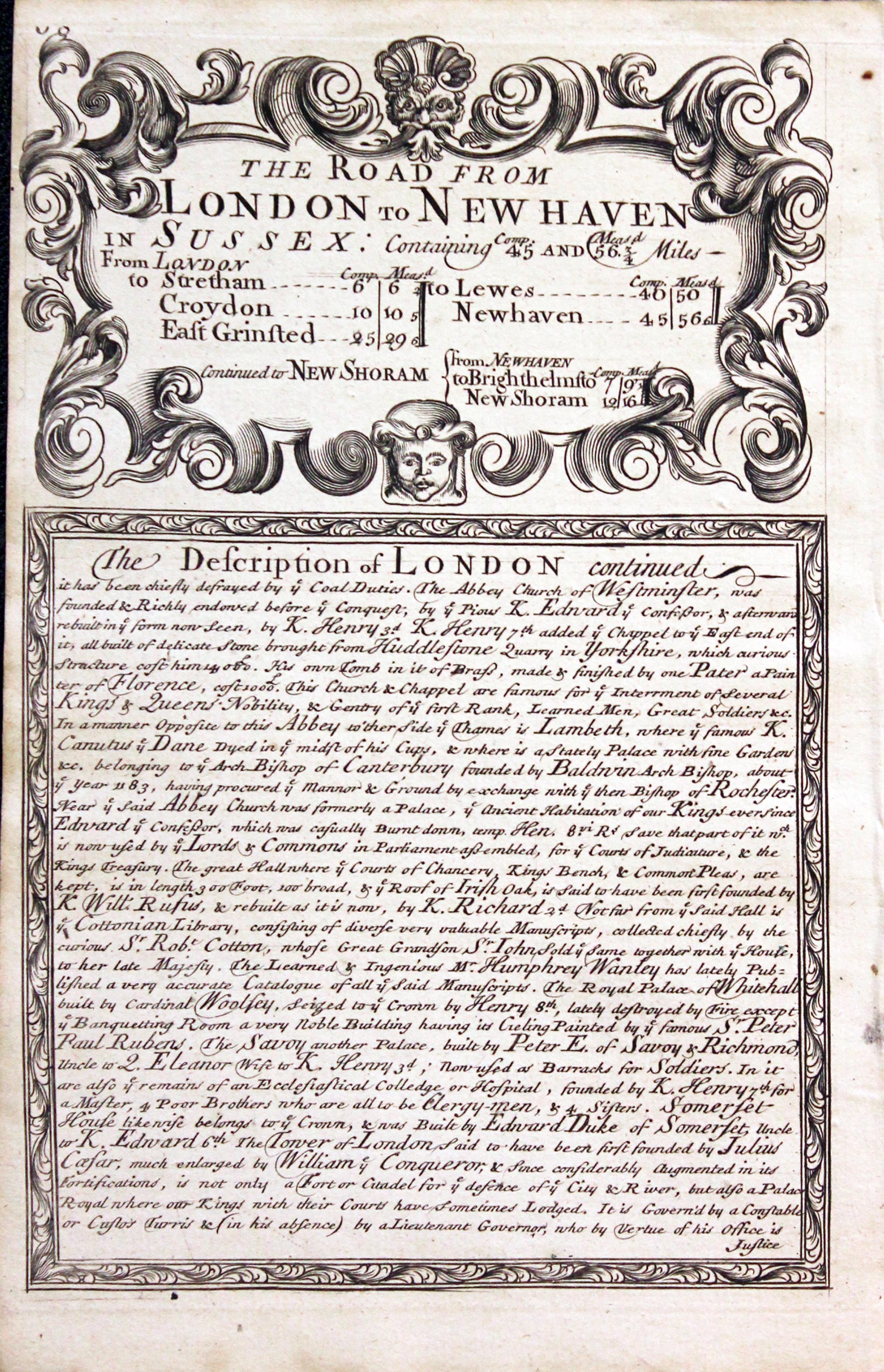 Road map Golsenna to Lads End. Owen/Bowen c.1730