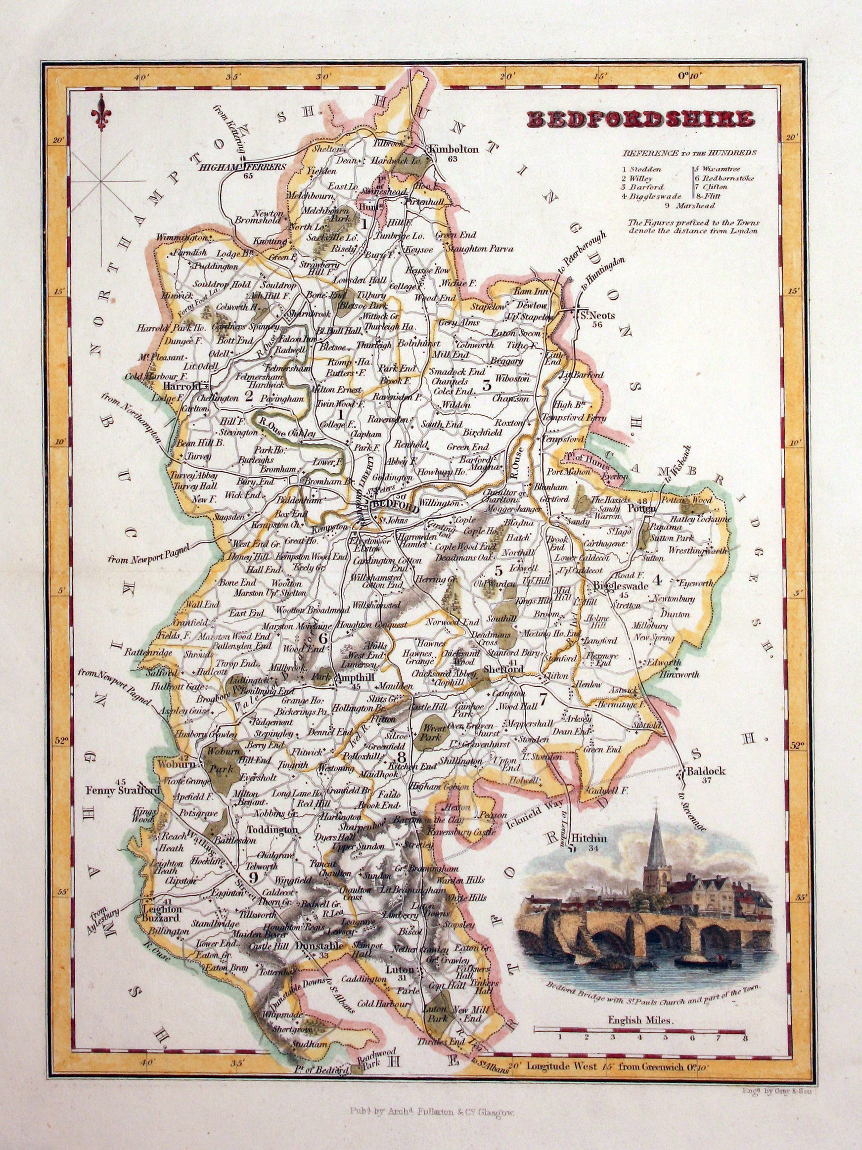 Map of Bedfordshire by Archibald Fullarton