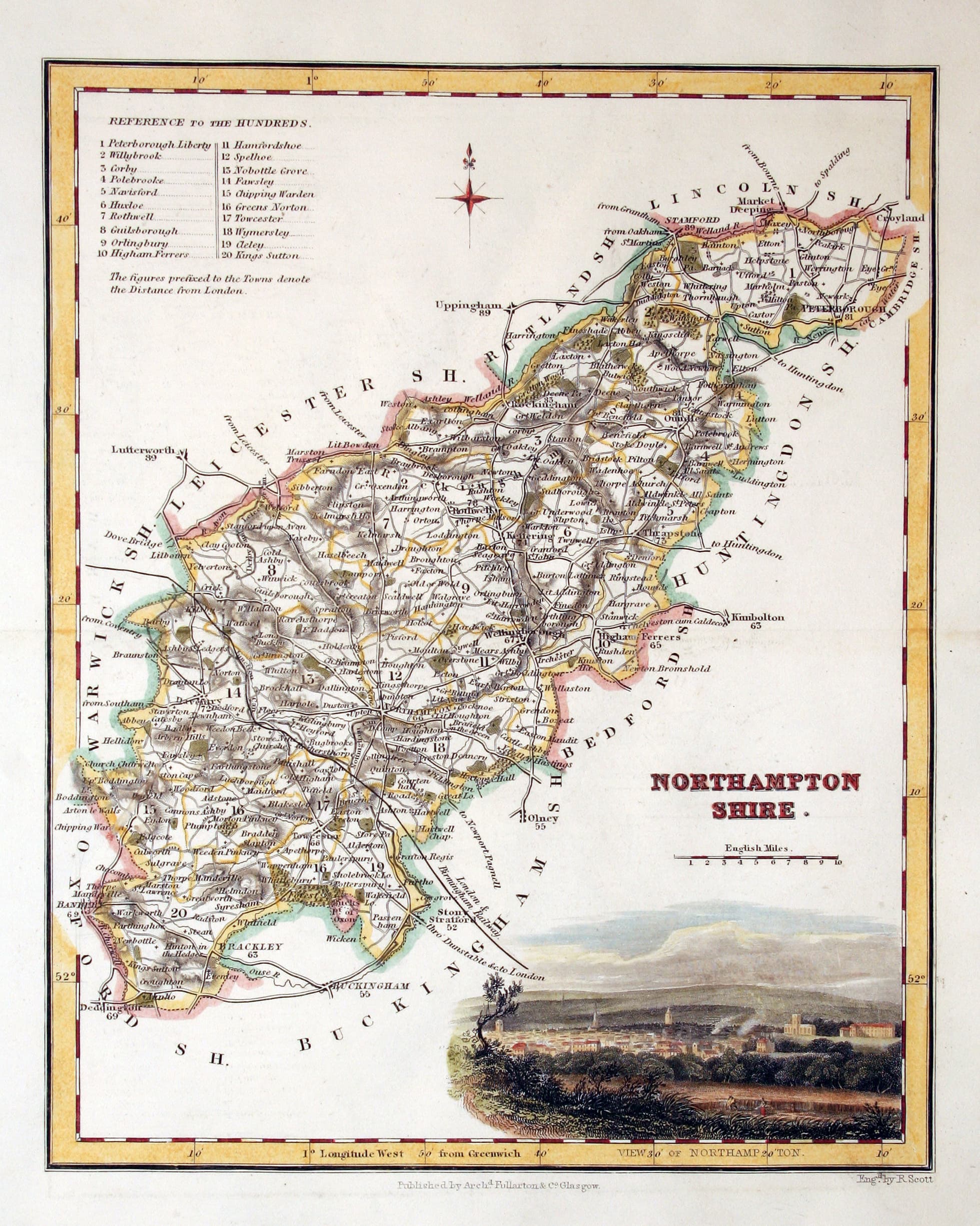 Map of Northamptonshire by Archibald Fullarton