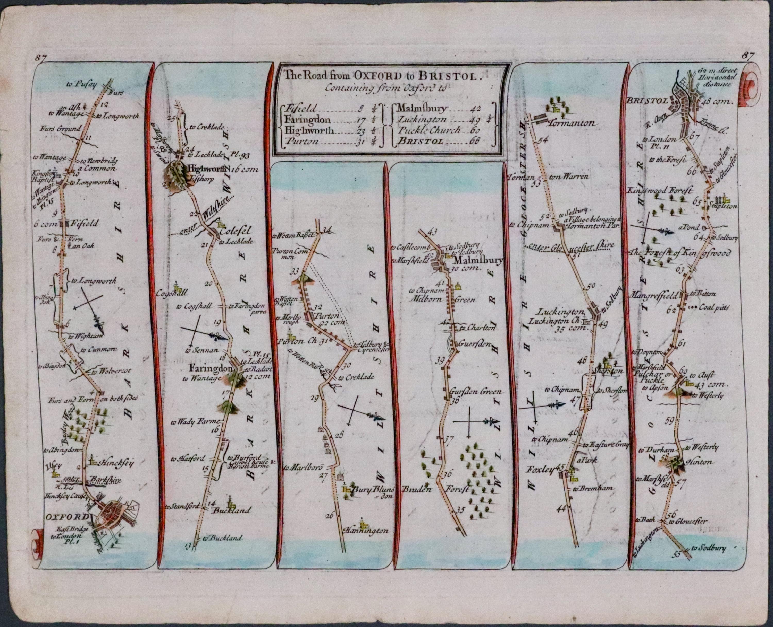 Road Map - Plate 86 / 87, Thomas Kitchin, c.1765