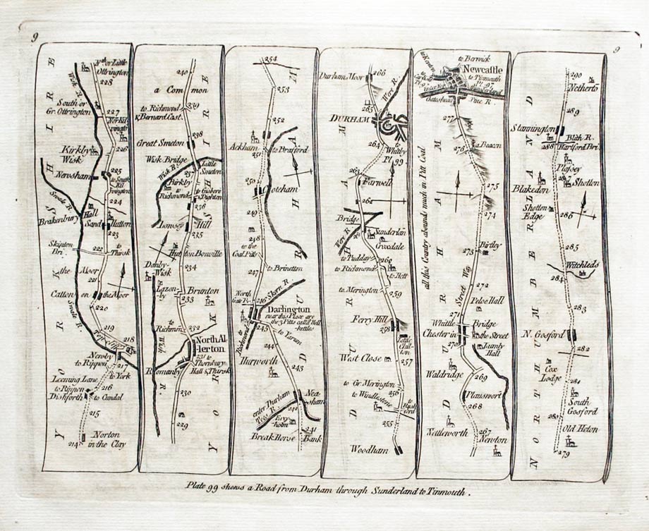 Road map Bawtry to Boroughbridge Thomas Kitchin 1767