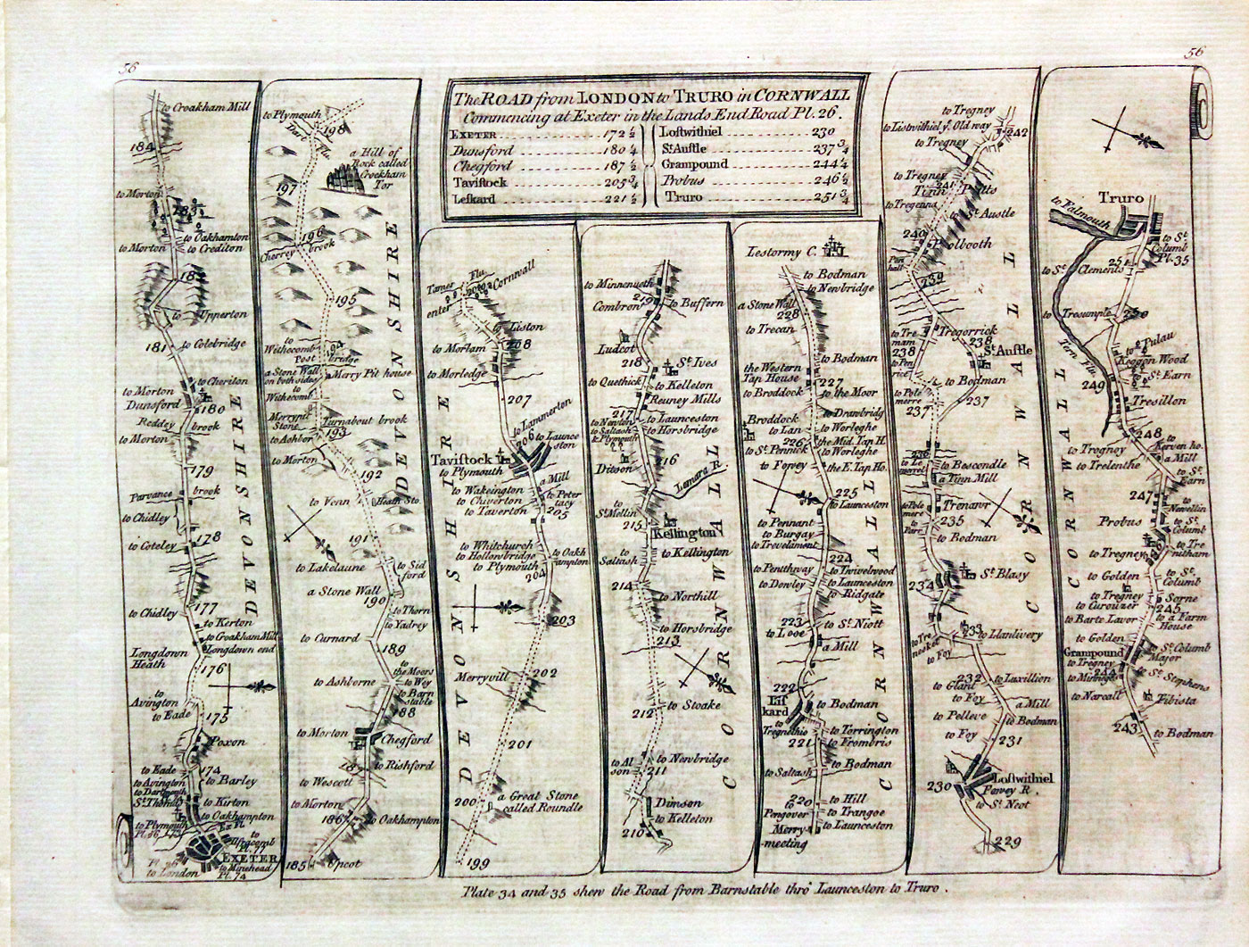 Road from Exeter to Truro, Thomas Kitchin 1767