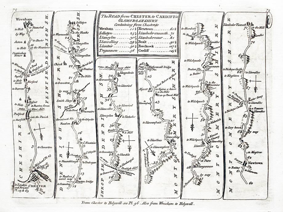 Road from Chester to Llanbadardfynydd, Thomas Kitchin 1767