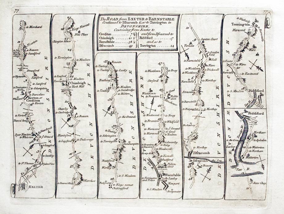 Road from Exeter to Torrington, Thomas Kitchin 1767
