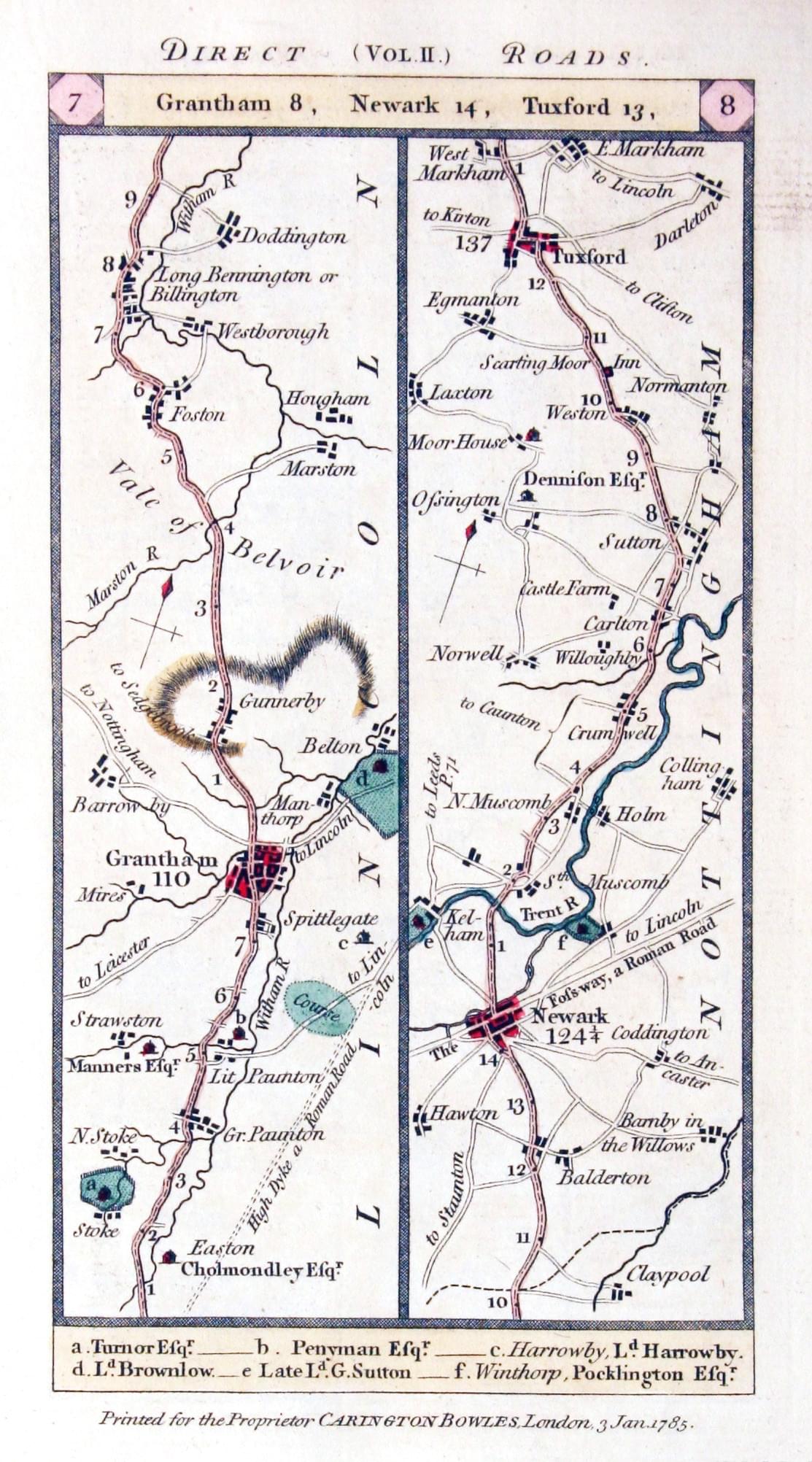 Grantham to Doncaster, Carington Bowles, 1785