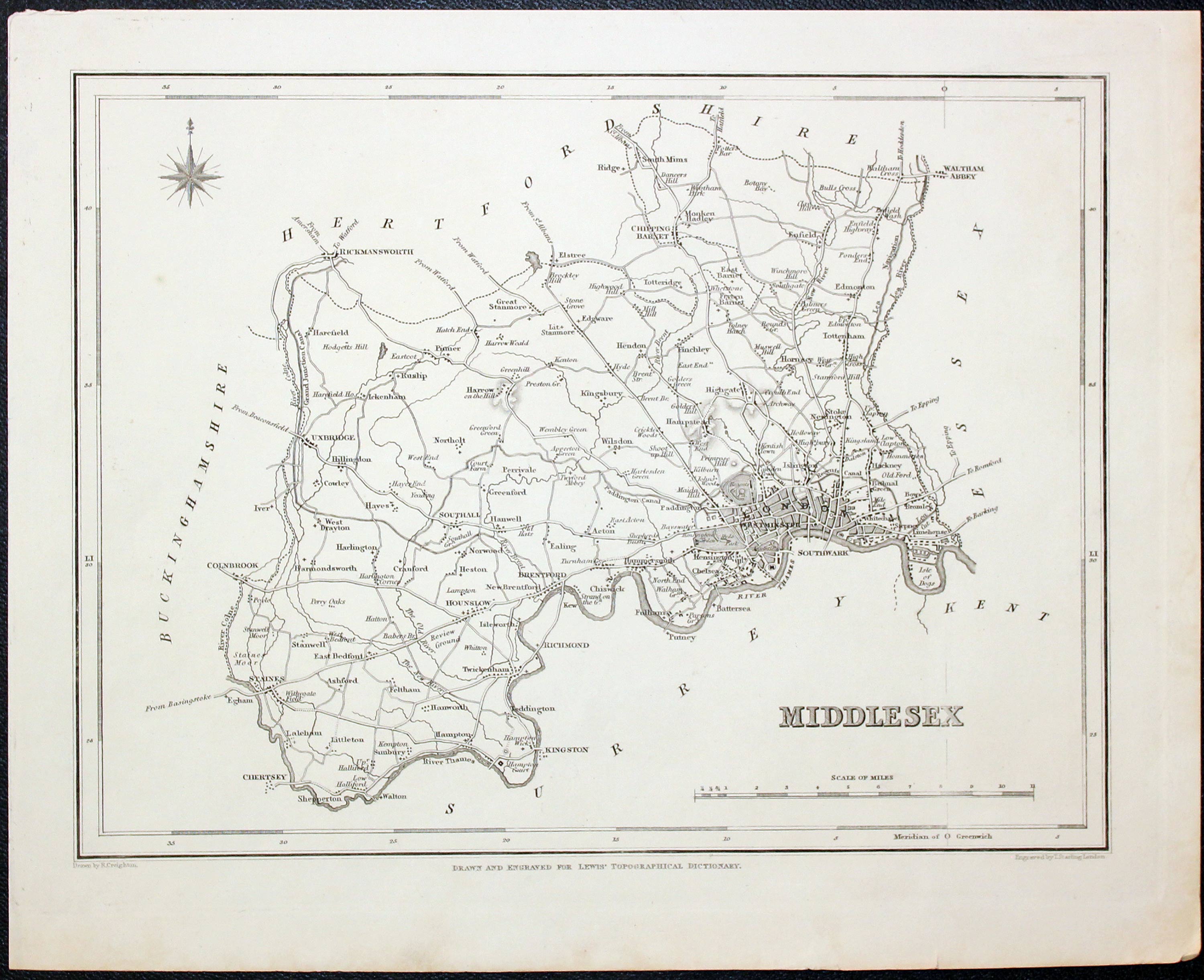 Middlesex, Samuel Lewis c.1835  Middlesex, Samuel Lewis c.1835