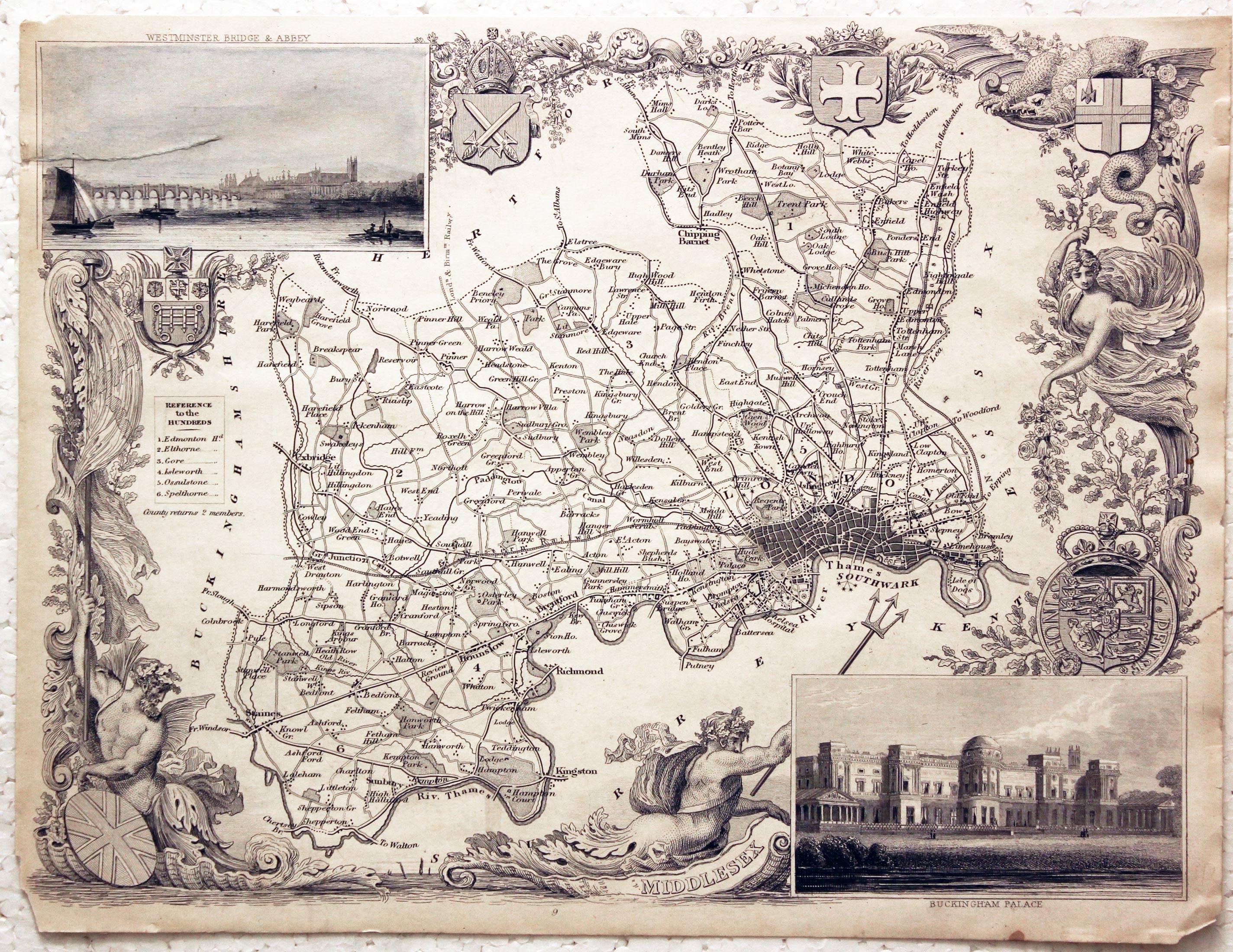 Middlesex, Thomas Moule c.1850  Middlesex, Thomas Moule c.1850