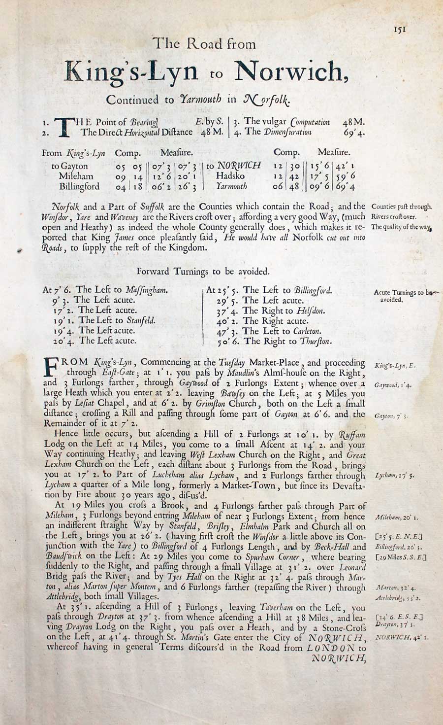 Plate 76 John Ogilby road map text 1675