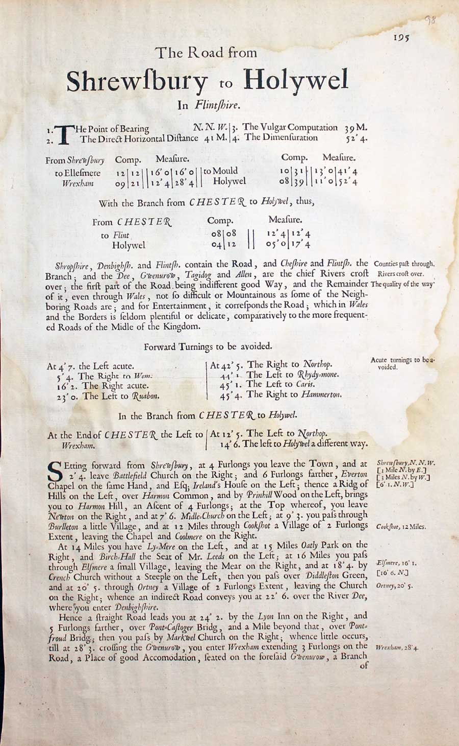 Text plate 98 John Ogilby Road map 1675