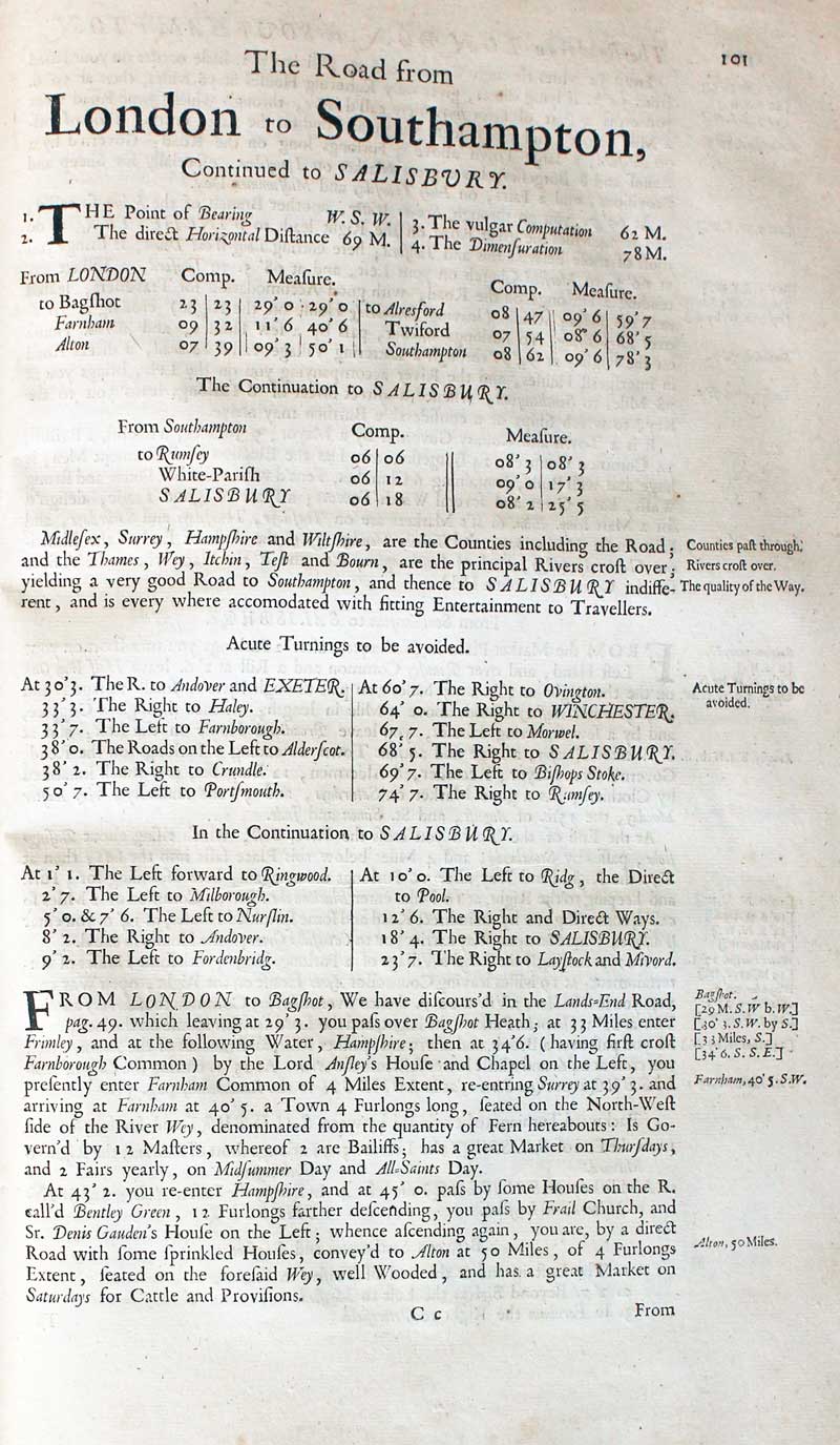 Text Plate 51 John Ogily Road Map 1675  Text Plate 51 John Ogily Road Map 1675