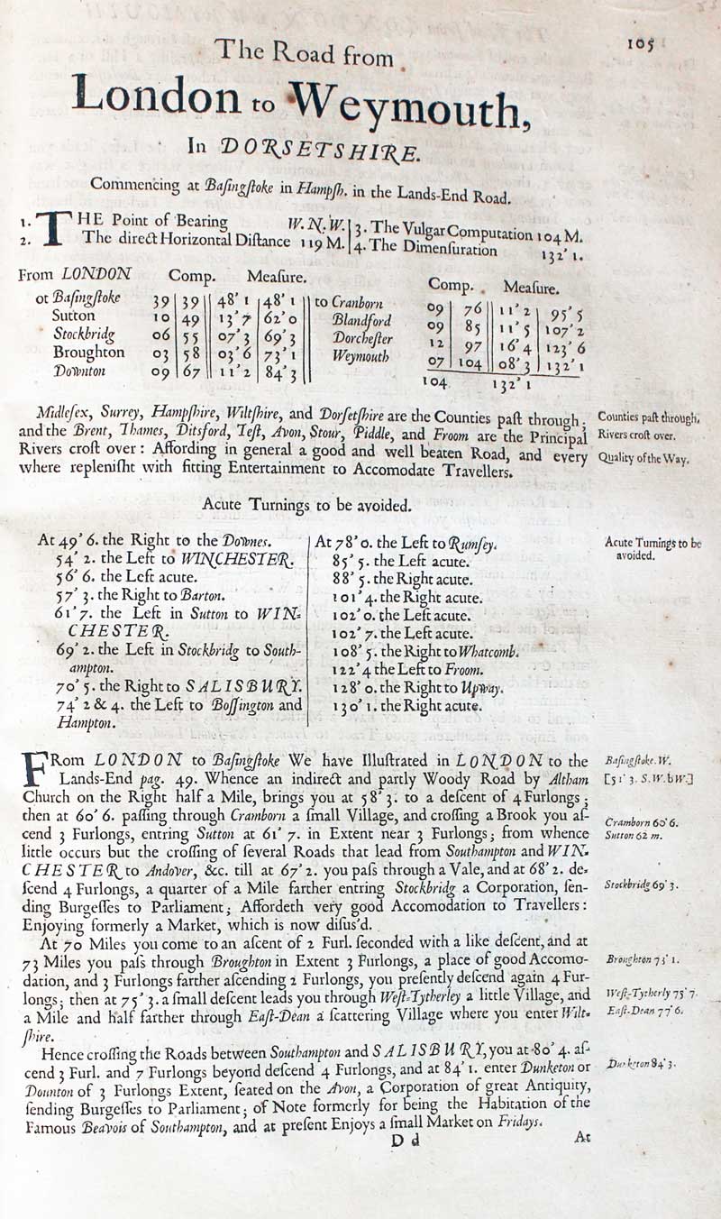 Text Plate 53 John Ogily Road Map 1675  Text Plate 53 John Ogily Road Map 1675
