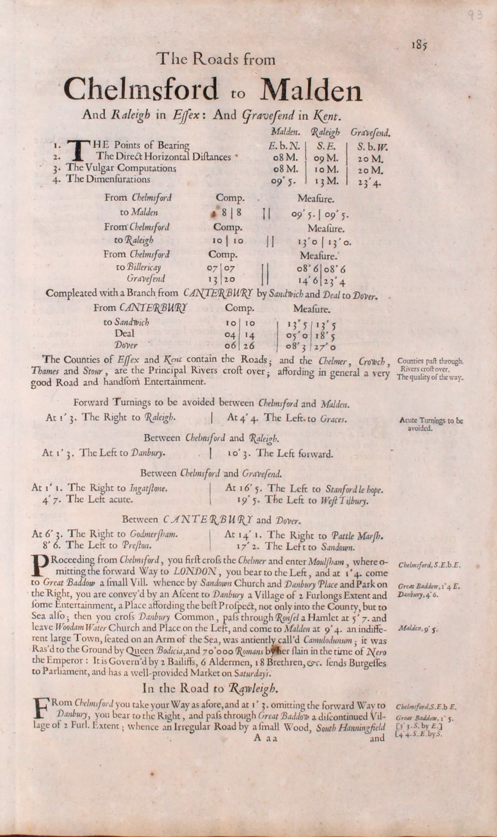 Text for John Ogilby road map 93 published in 1675