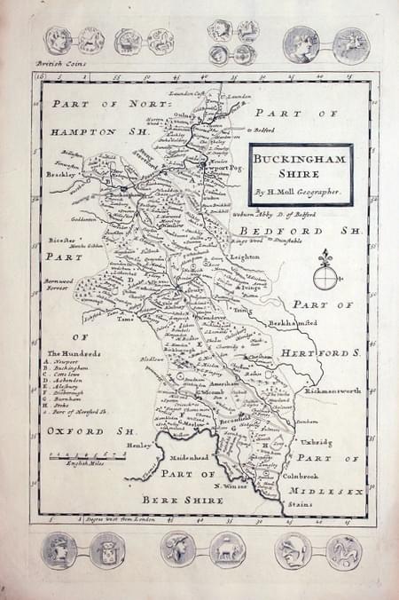 Map of Buckinghamshire by Herman Moll
