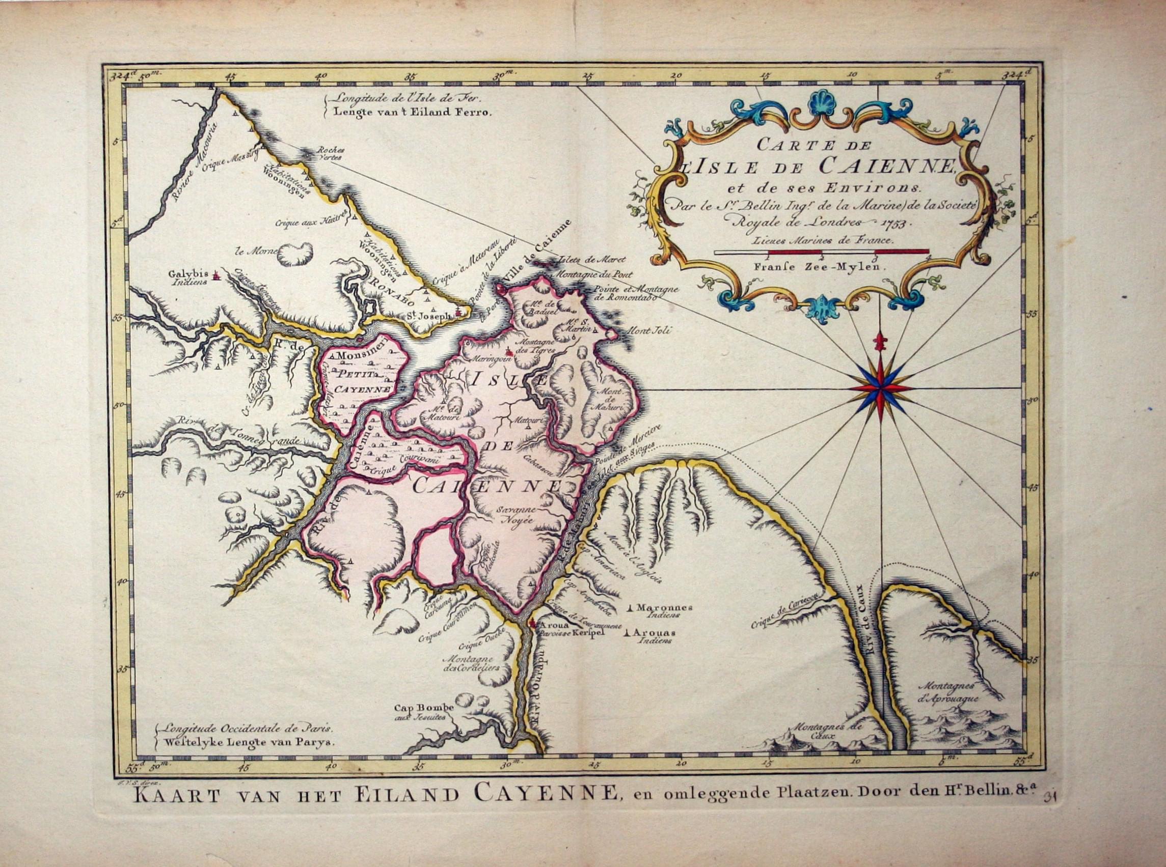 Cayenne, Jacques Nicolas Bellin, c.1753  Cayenne, Jacques Nicolas Bellin, c.1753