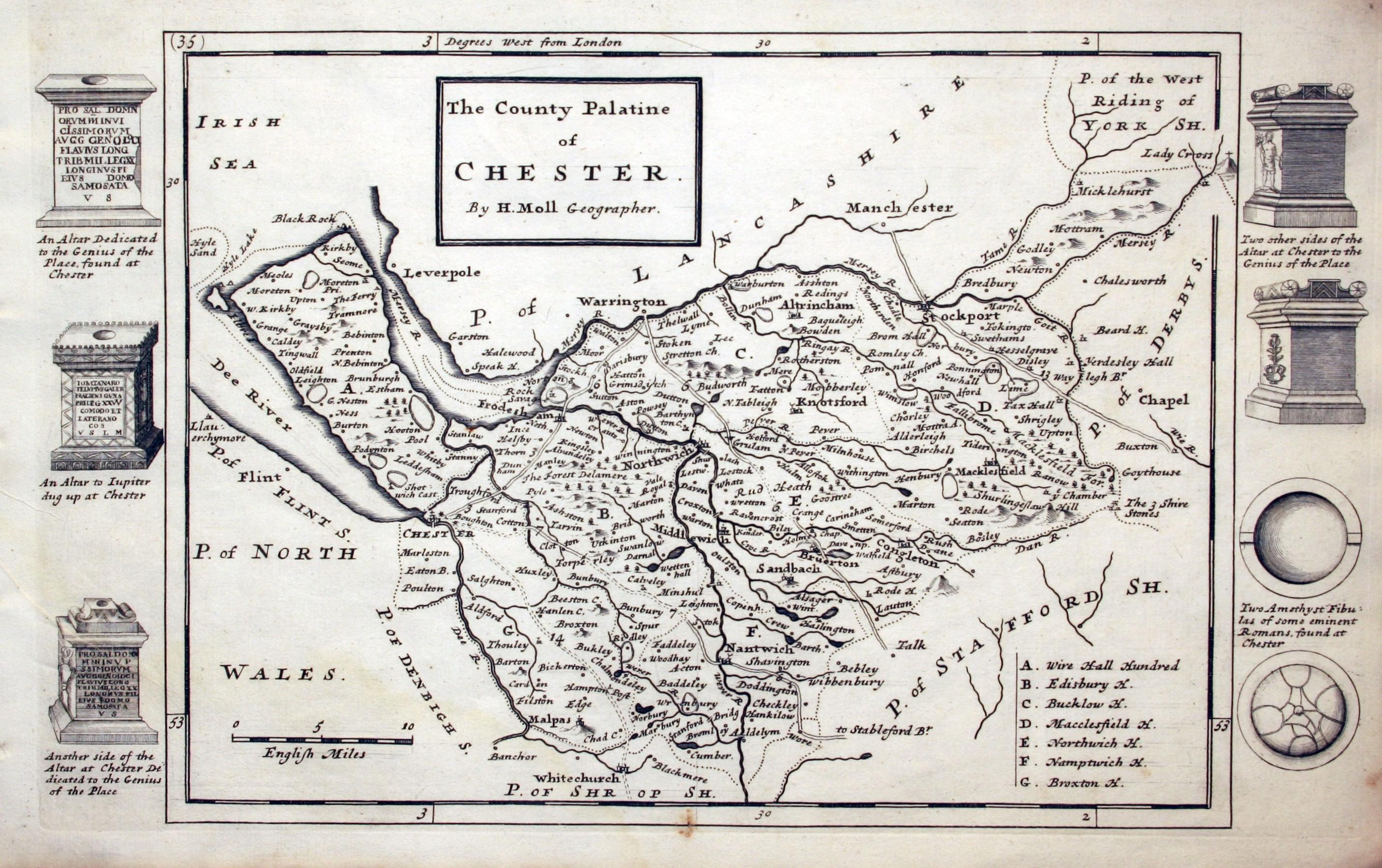Cheshire by Herman Moll