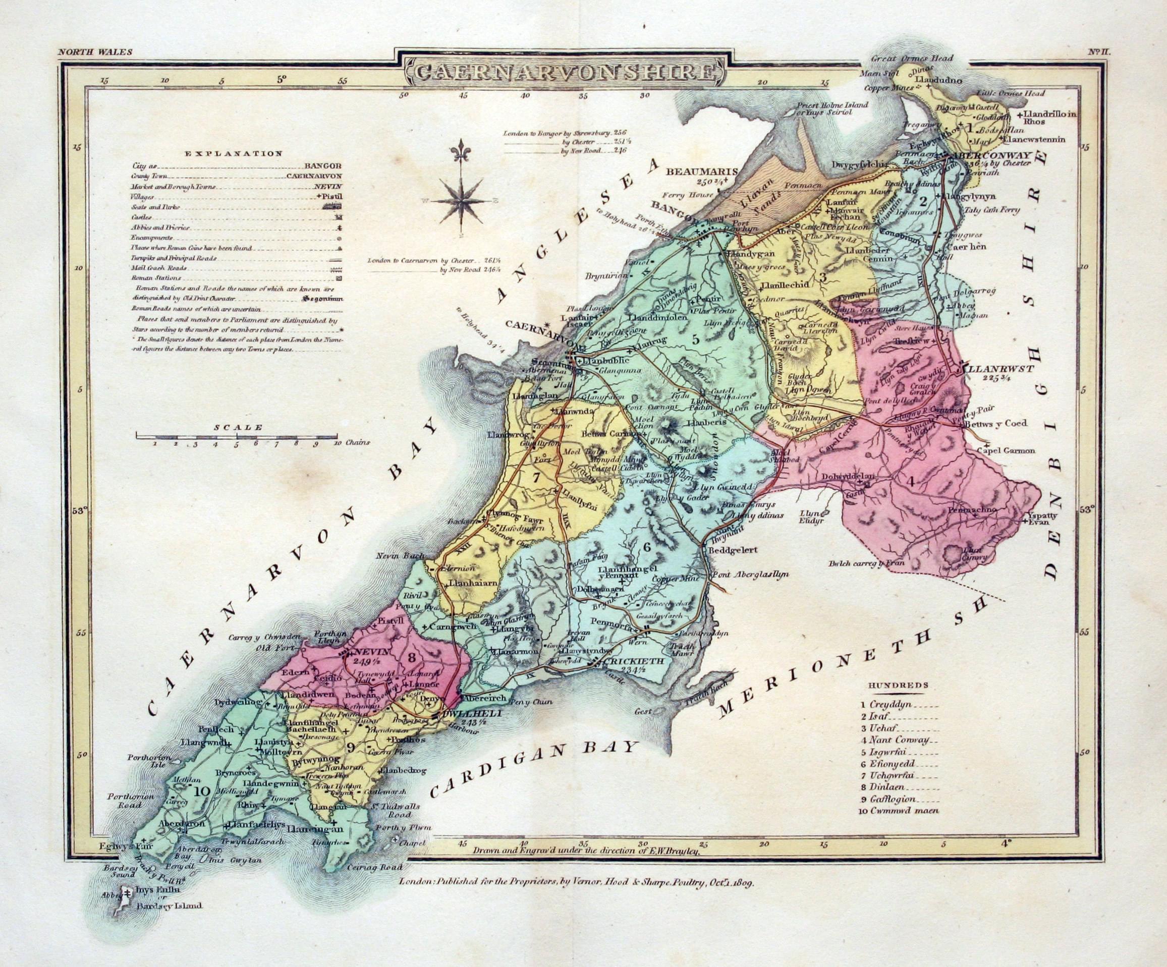 Map of Caernarvonshire by Cole & Roper