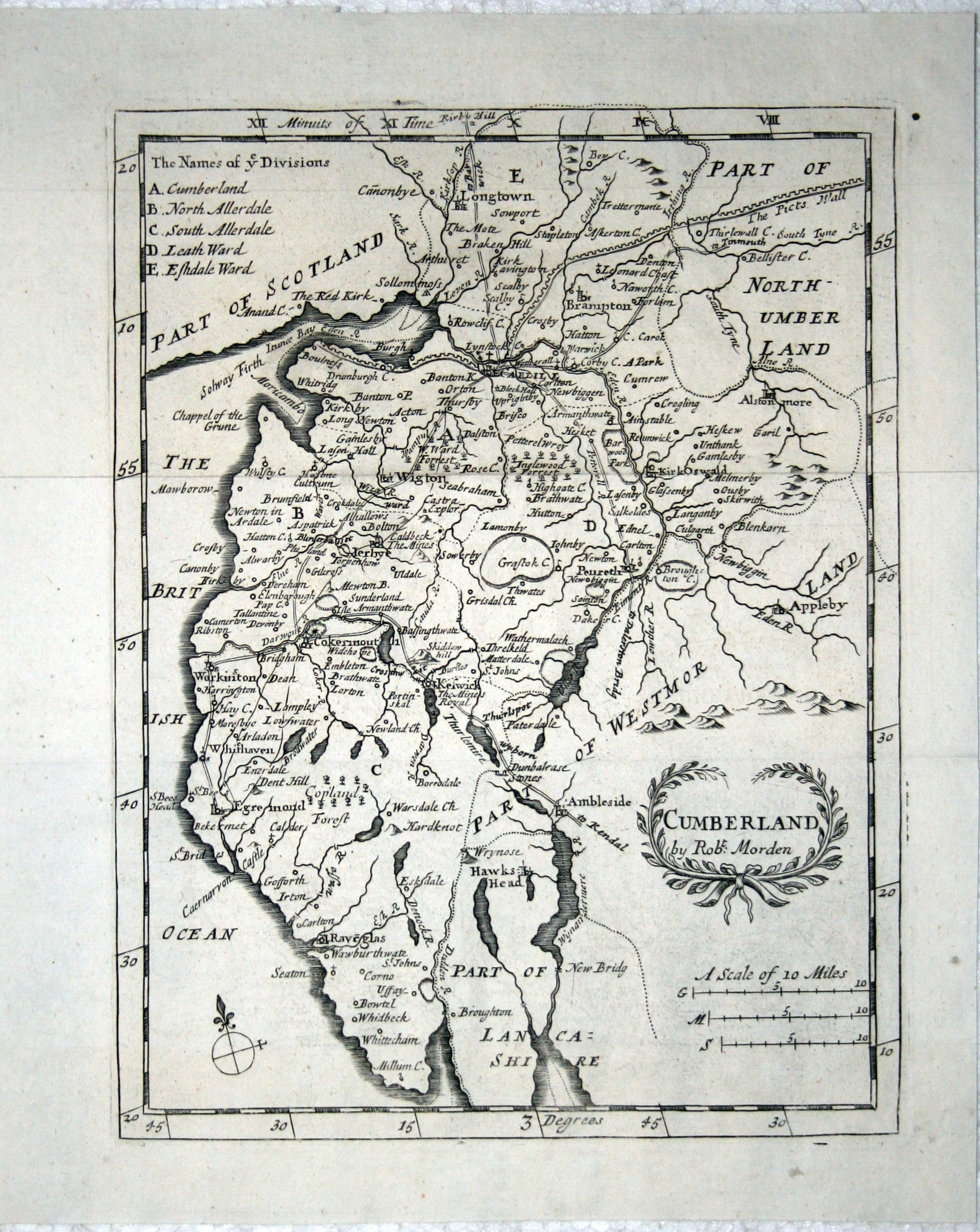 Map of Cumberland by Richard Blome c.1720