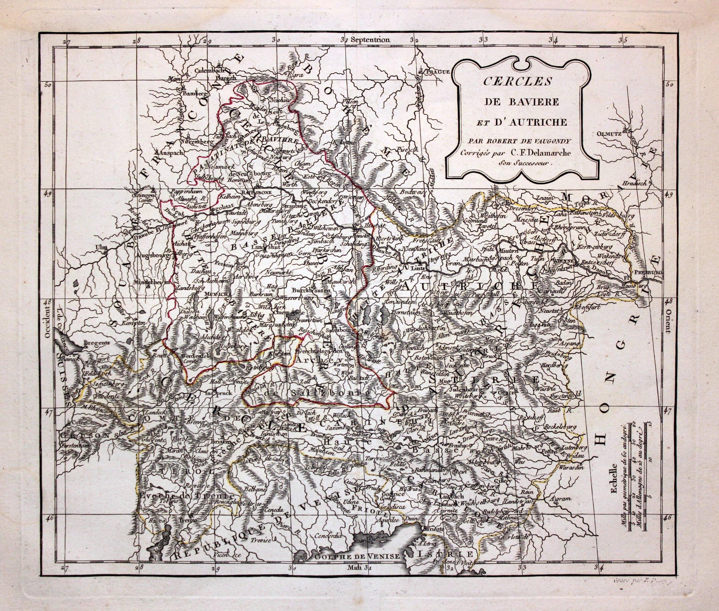 Austria and Bavaria, G, Robert de Vaugondy, 1812