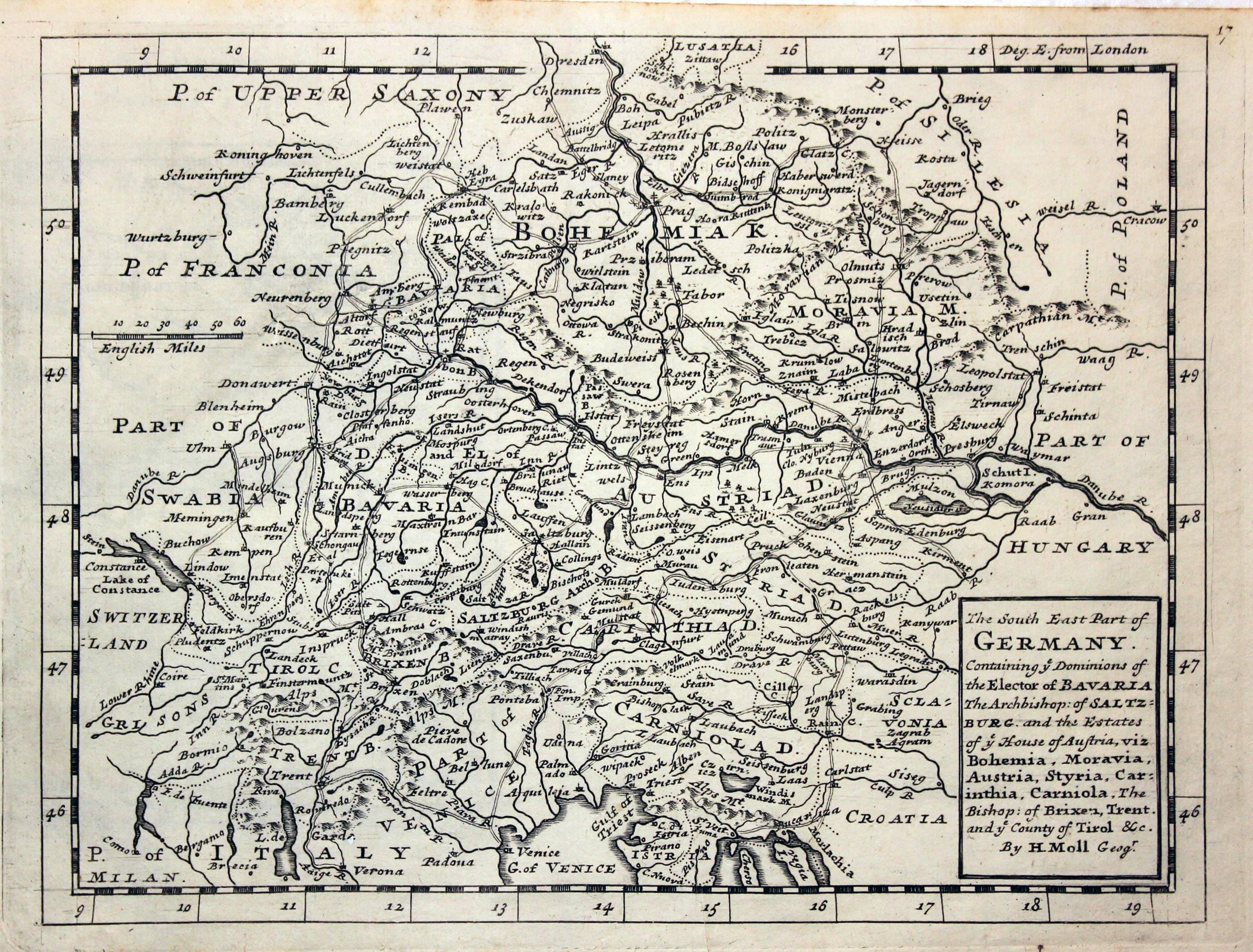 South East German, Herman Moll, 1732  South East German, Herman Moll, 1732