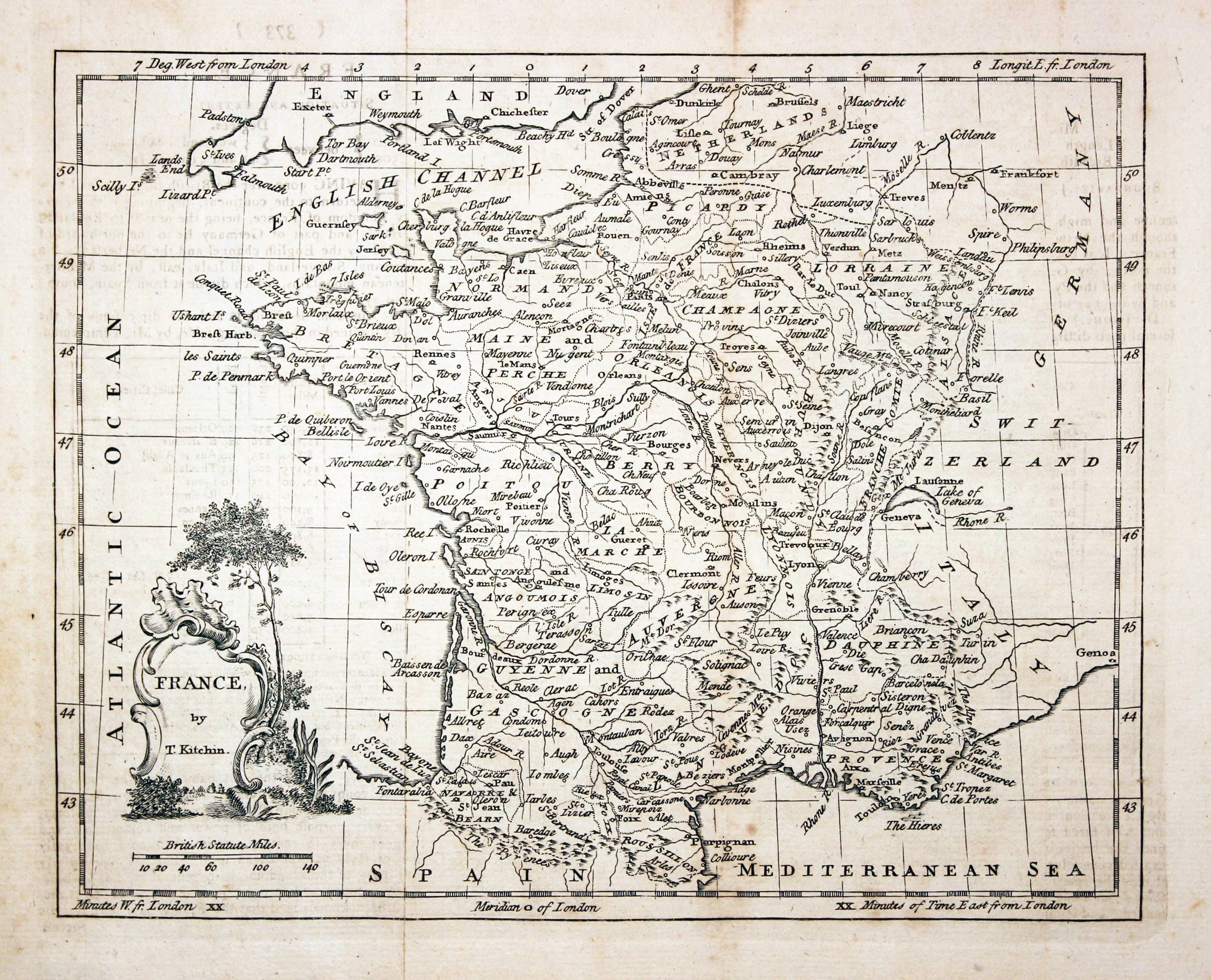 Map of France by Thomas Kitchin published circa 1780