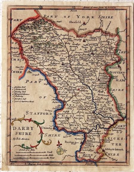 Map of Derbyshire by Robert Morden 1701