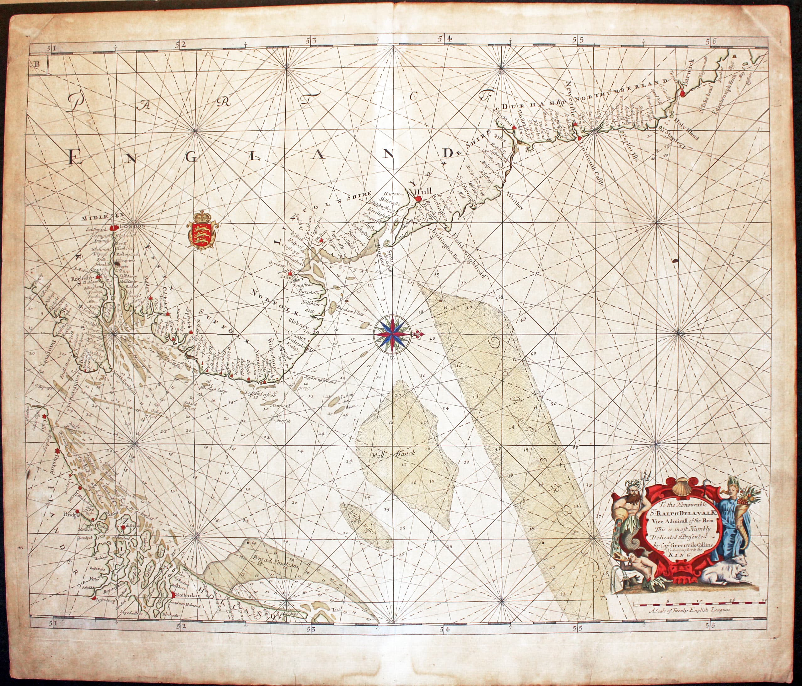 Chart of the East Coast of England by Captain Greenville Collins