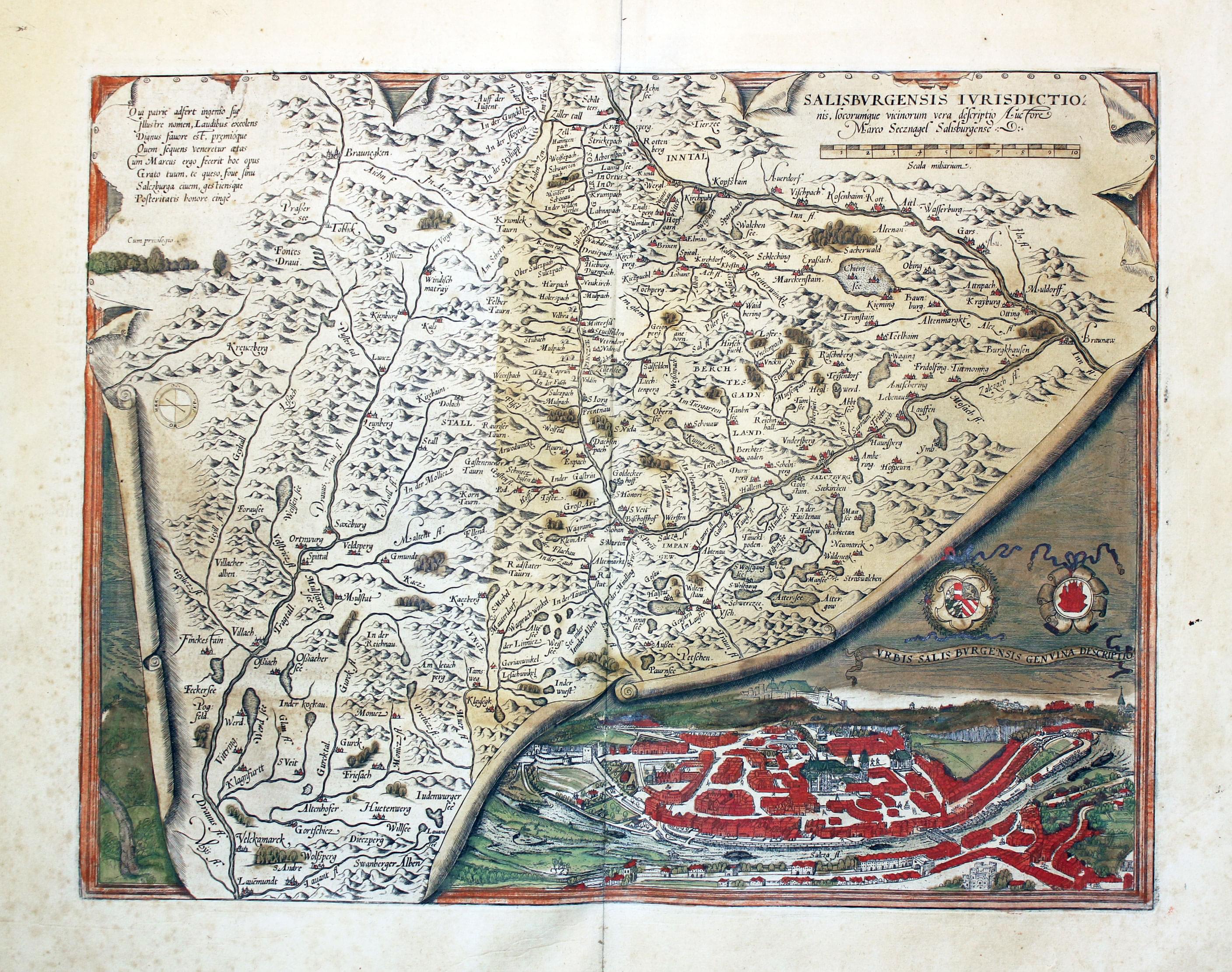 Early map of Salzburg by Abraham Ortelius, 1584