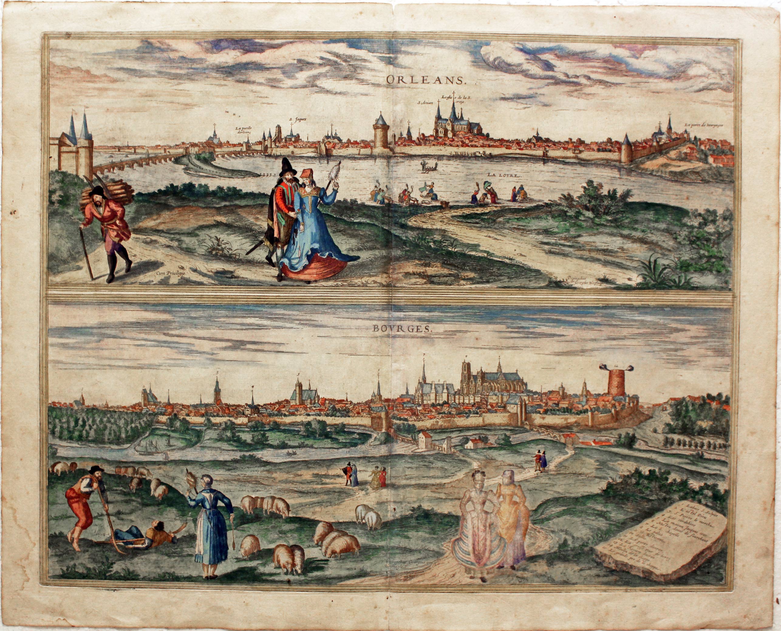 Plans of Orleans and Bourges by Geor Braun and Franz Hogenberg c.1588  Plans of Orleans and Bourges by Geor Braun and Franz Hogenberg c.1588