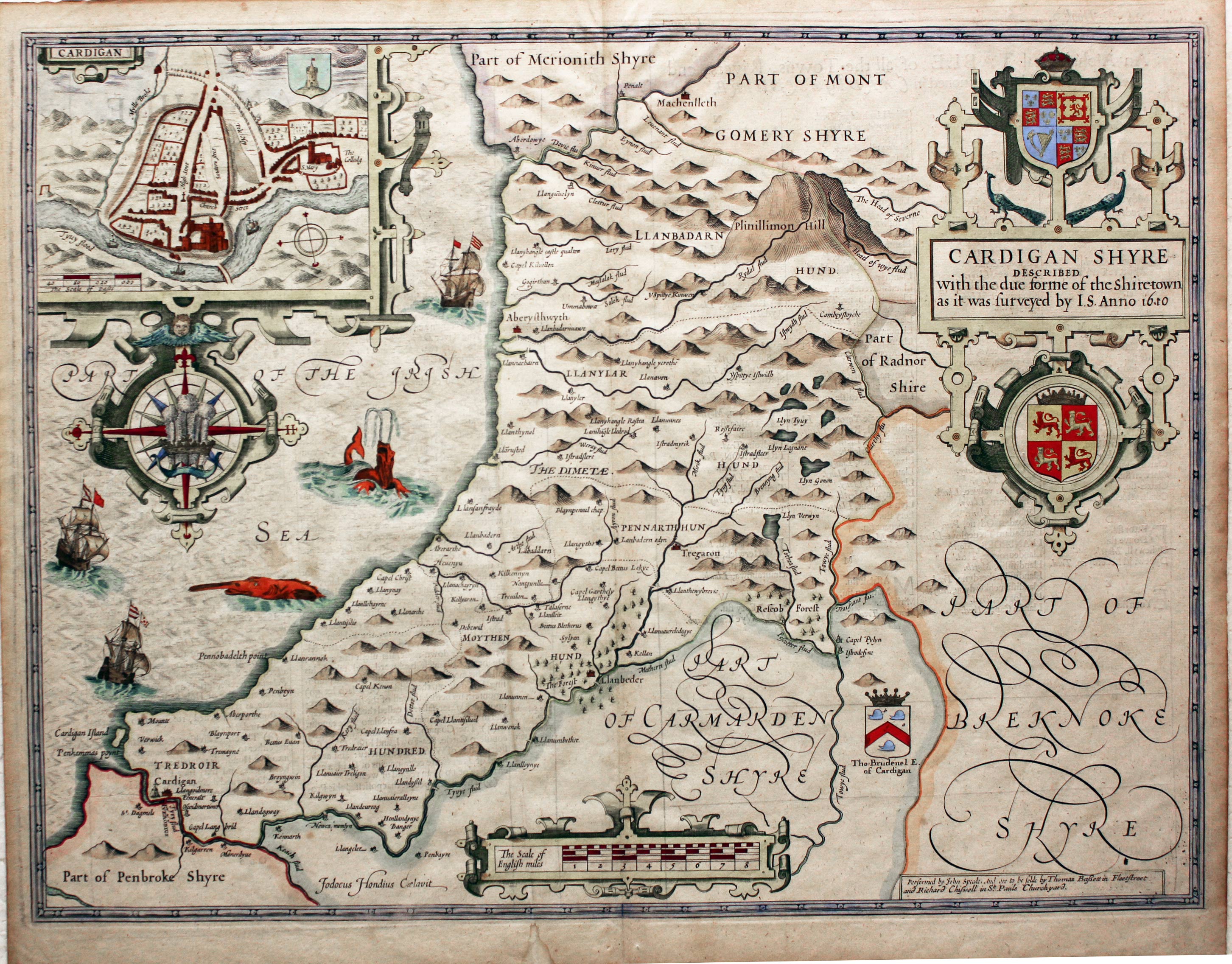 Cardiganshire, John Speed, 1676  Cardiganshire, John Speed, 1676