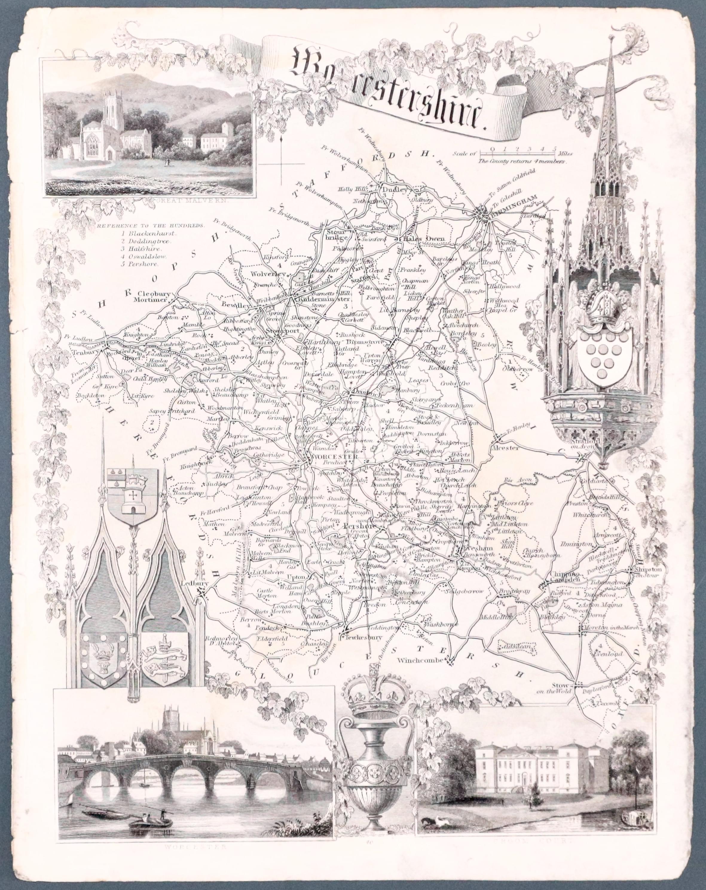 Worcestershire, Thomas Moule c.1850  Worcestershire, Thomas Moule c.1850