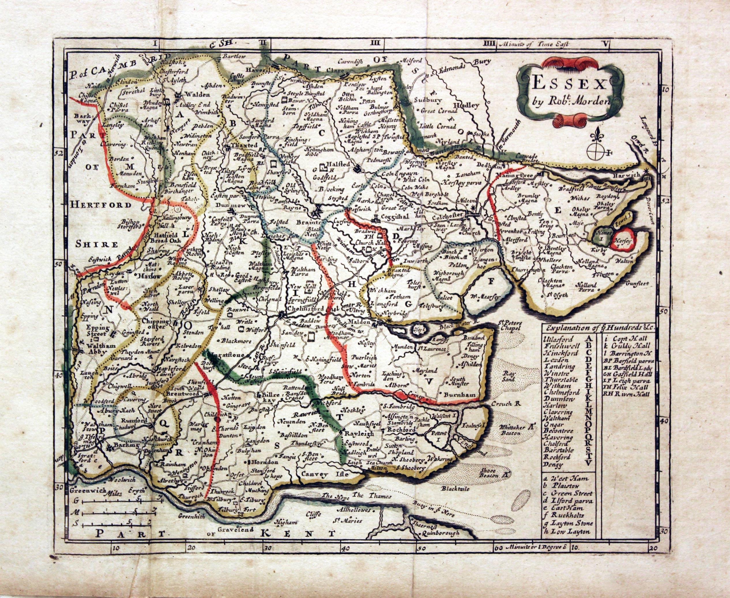 Map of Essex by Robert Morden 1701  Map of Essex by Robert Morden 1701